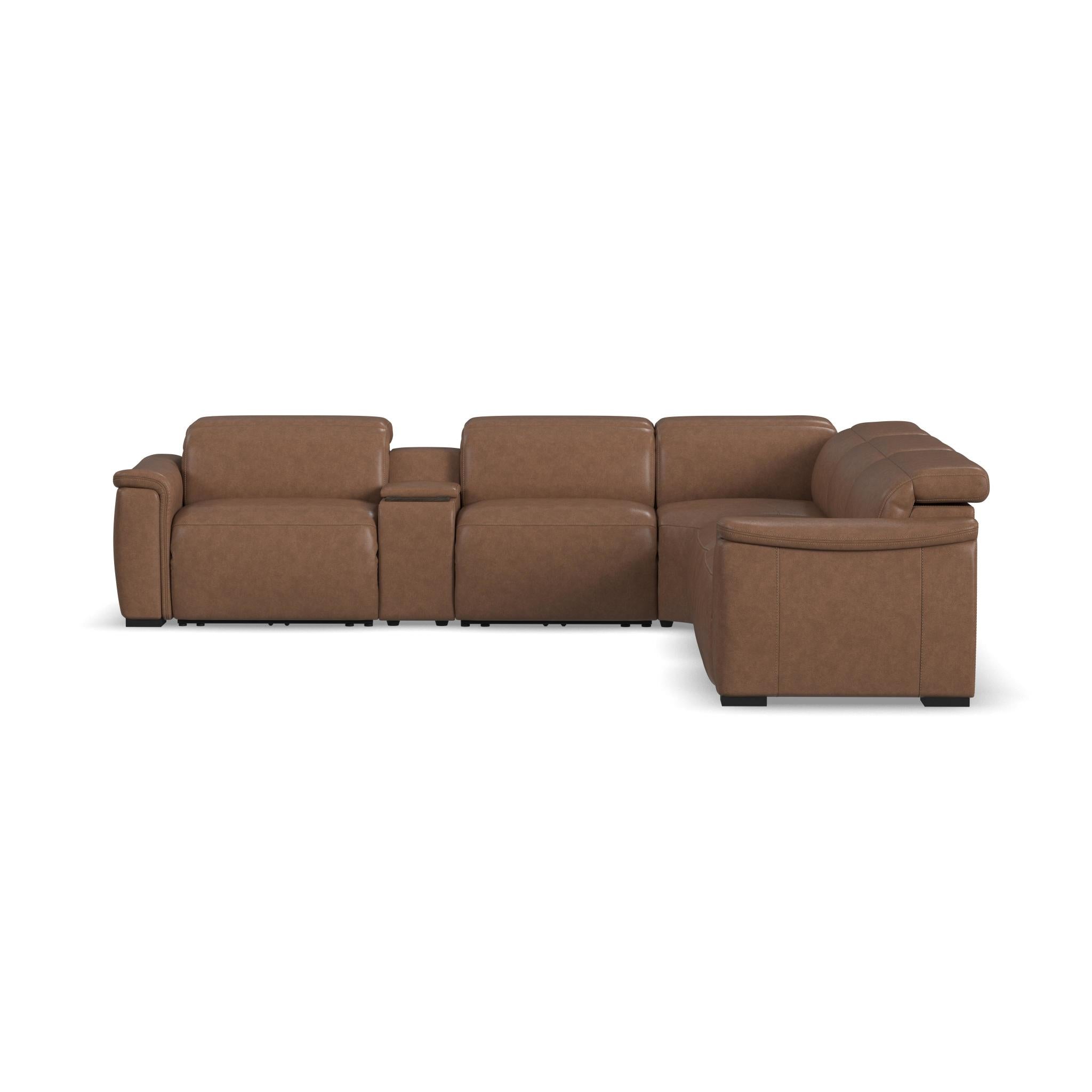 Camden Dusty Taupe Leather Power Reclining Sectional with Power Headrest 4 Camden Dusty Taupe Leather Power Reclining Sectional with Power Headrest