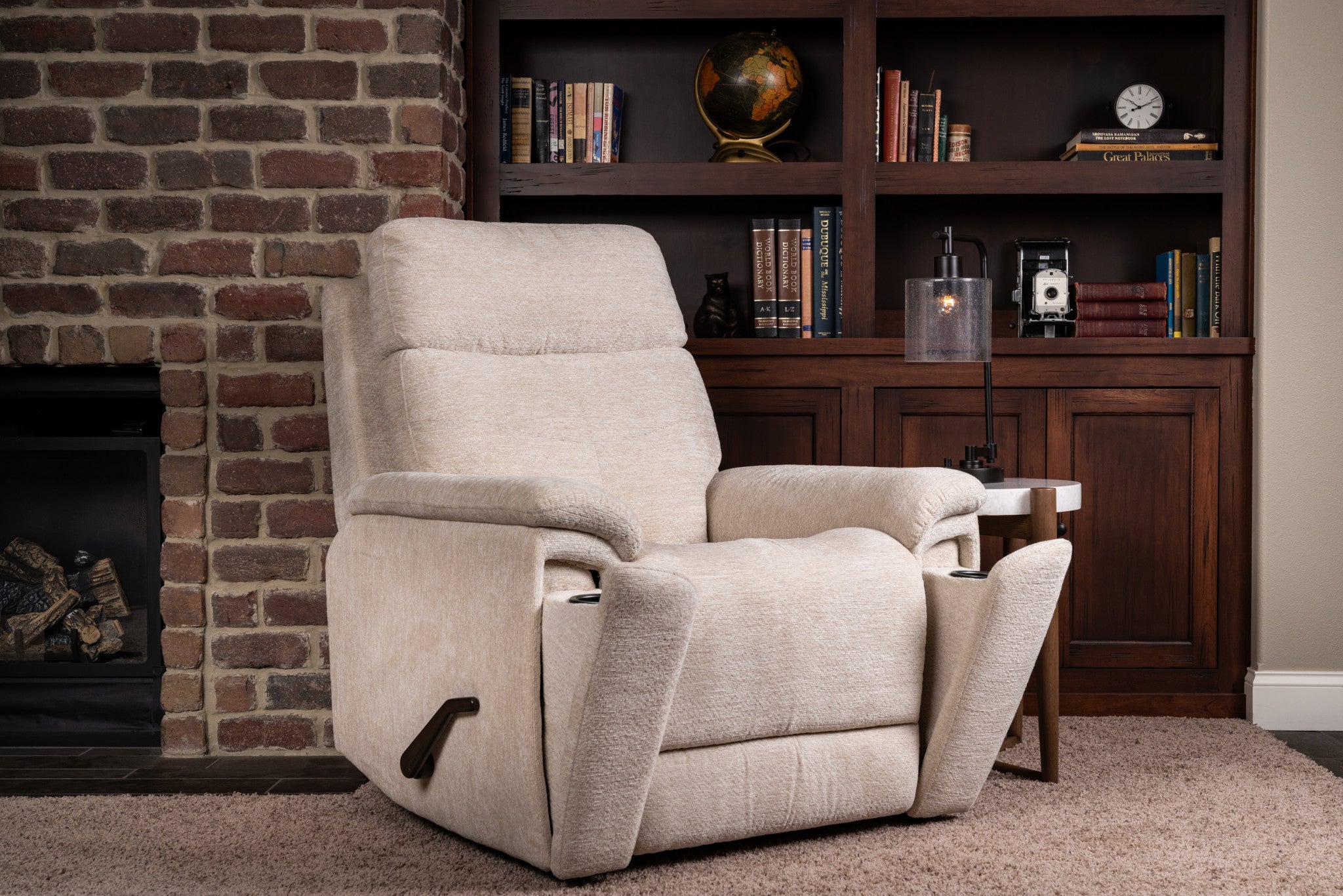 Refined Fabric Swivel Gliding Recliner 3 Refined Fabric Swivel Gliding Recliner