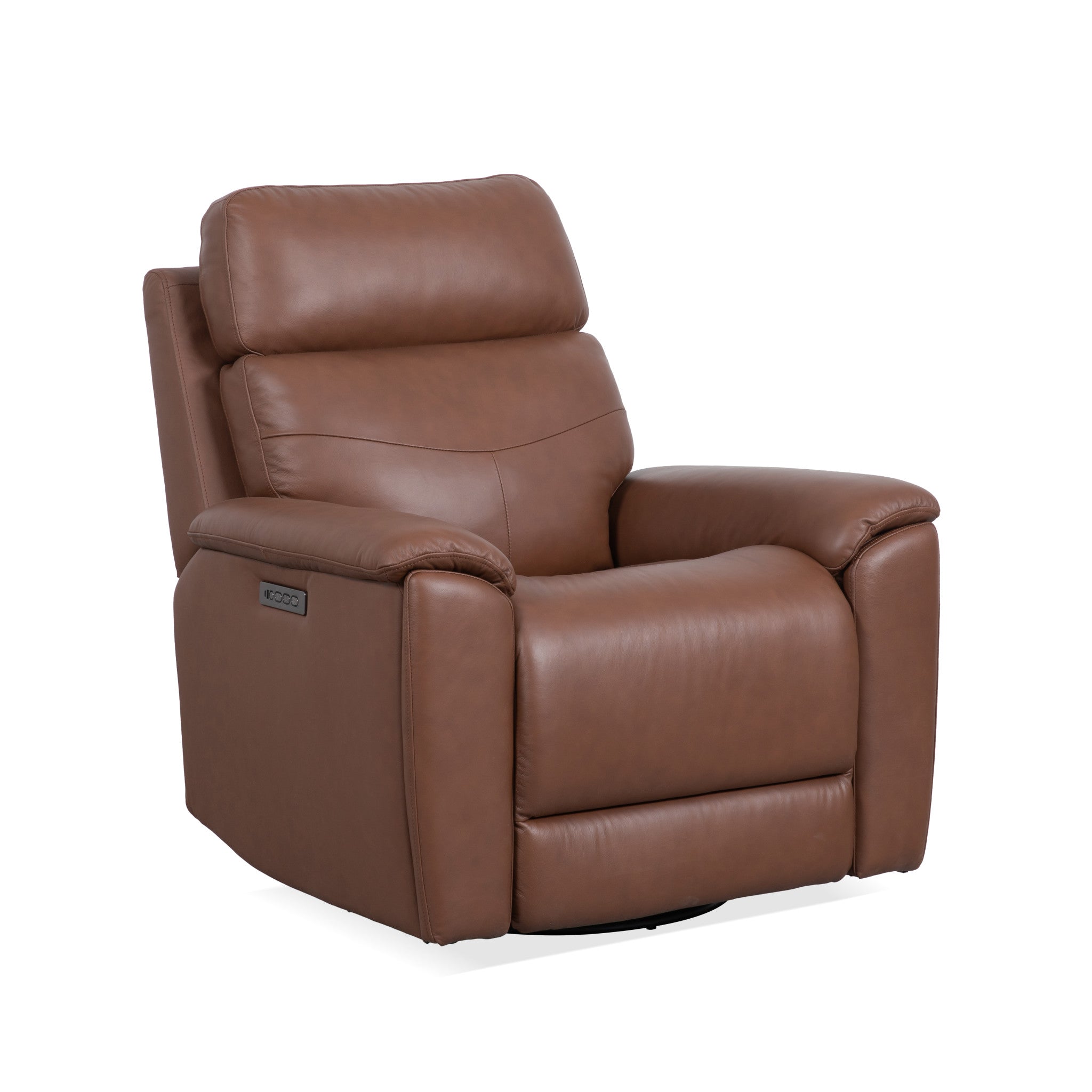 Refined Leather Power Swivel Gliding Recliner with Power Headrest & Lumbar