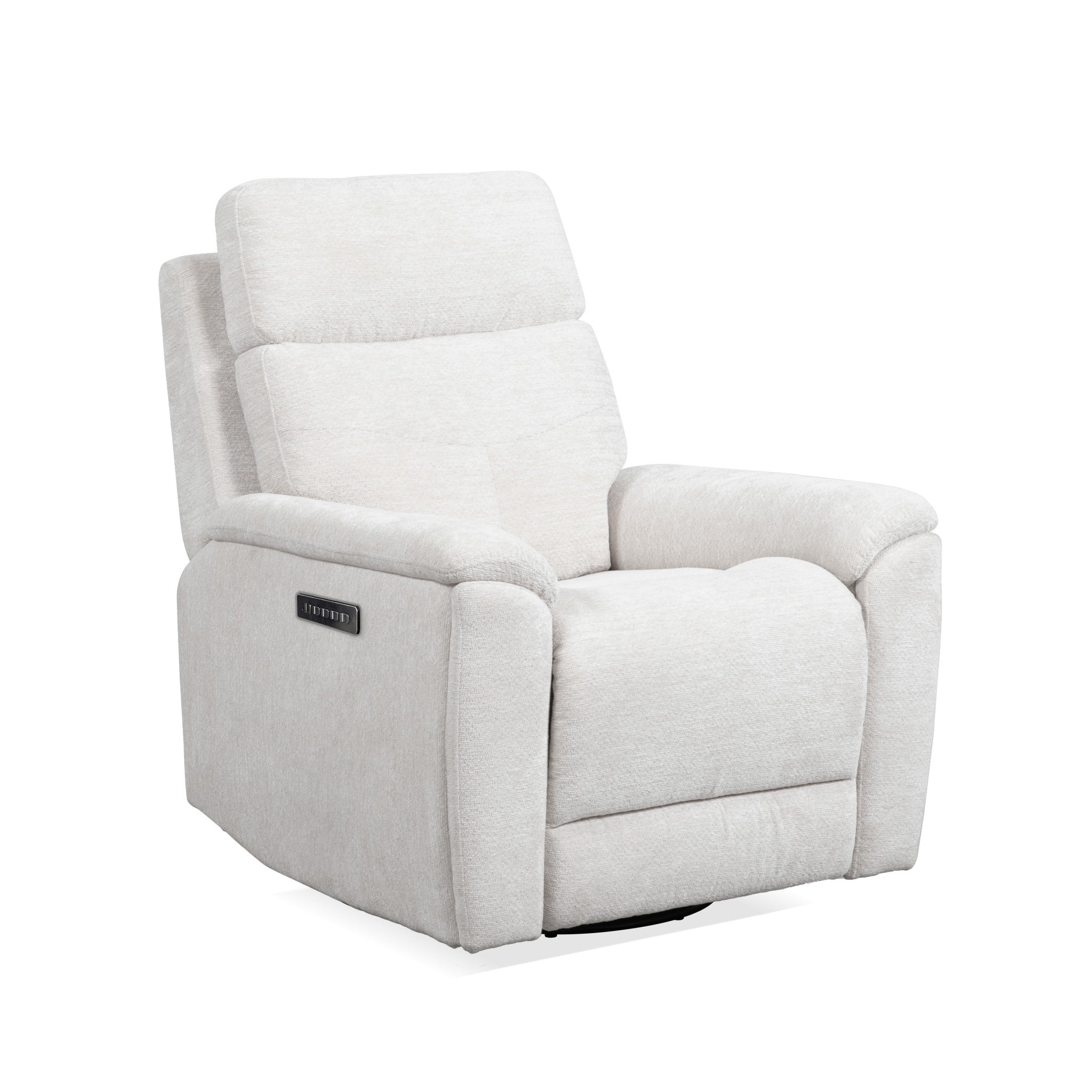 Refined Fabric Power Swivel Gliding Recliner with Power Headrest & Lumbar