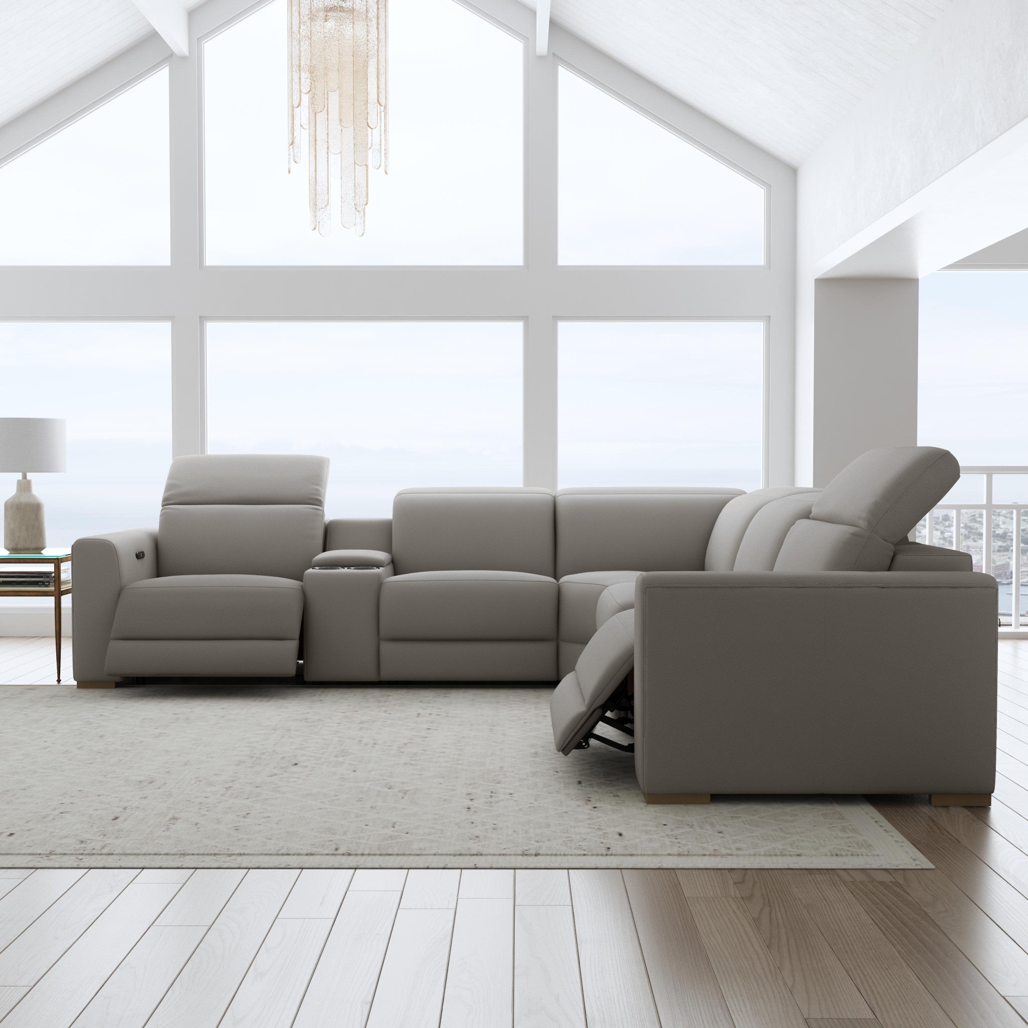 Aurora Leather Power Reclining Sectional with Power Headrests 11 Aurora Leather Power Reclining Sectional with Power Headrests