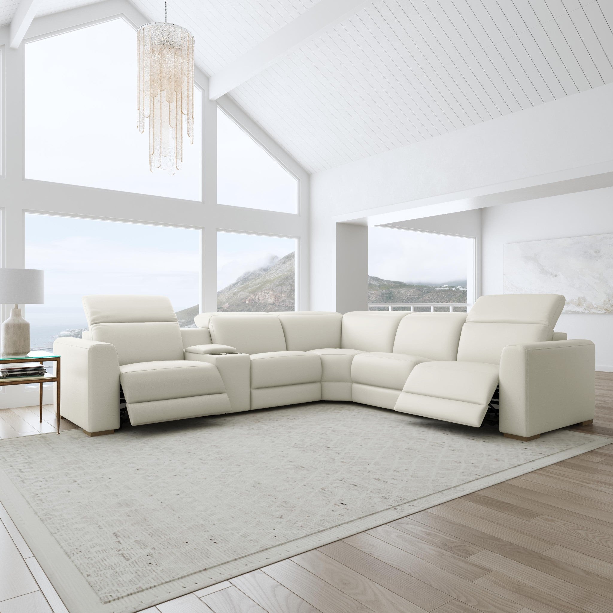 Aurora Leather Power Reclining Sectional with Power Headrests 12 Aurora Leather Power Reclining Sectional with Power Headrests