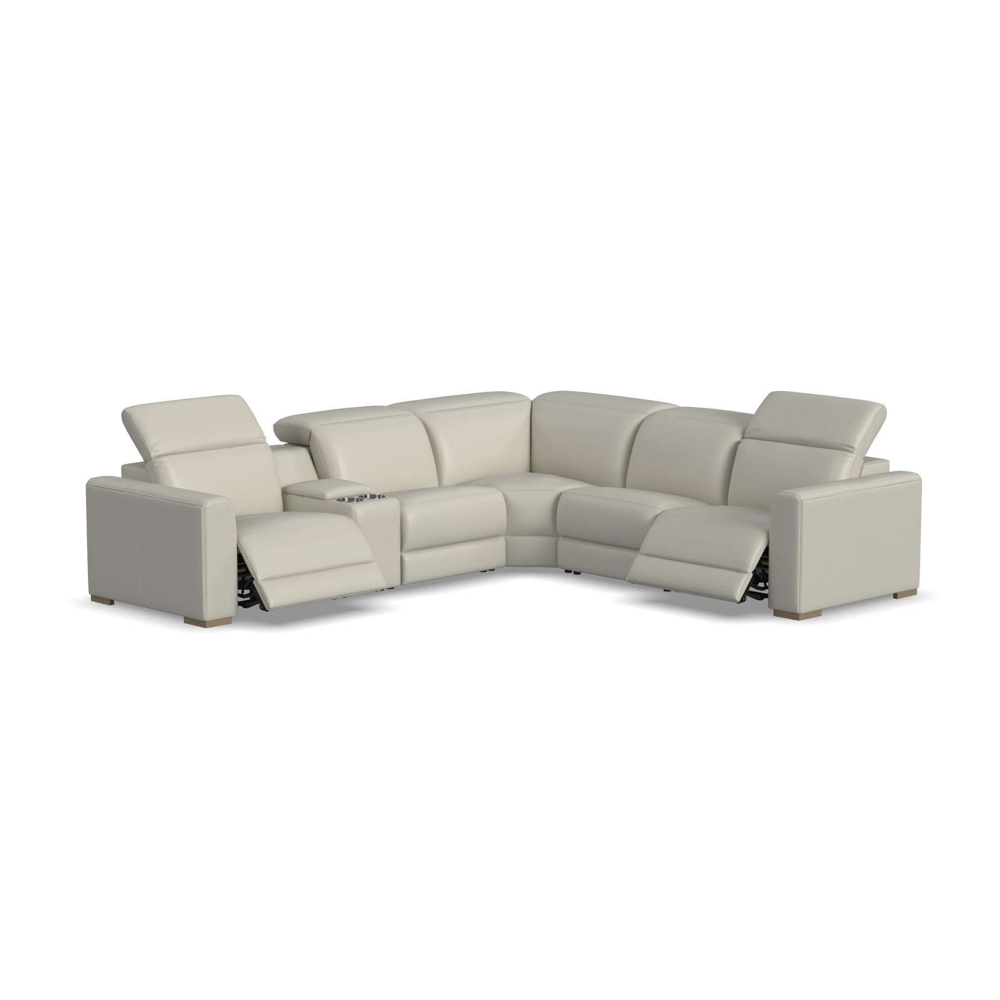 Aurora Leather Power Reclining Sectional with Power Headrests 16 Aurora Leather Power Reclining Sectional with Power Headrests