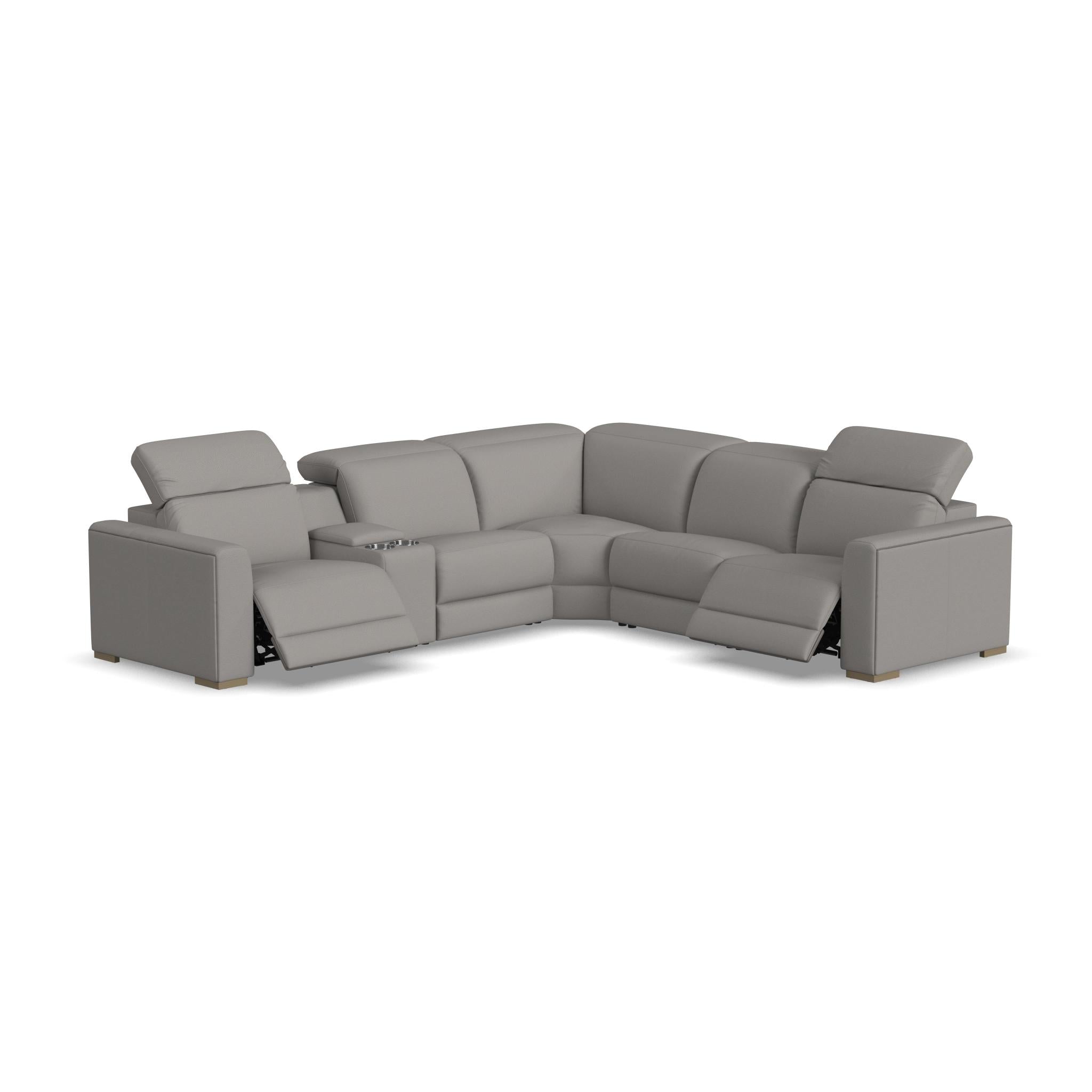 Aurora Leather Power Reclining Sectional with Power Headrests 17 Aurora Leather Power Reclining Sectional with Power Headrests