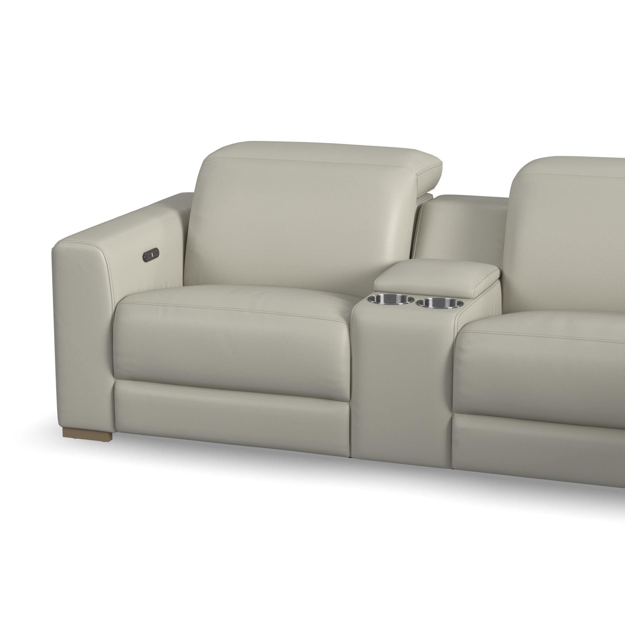 Aurora Leather Power Reclining Sectional with Power Headrests 23 Aurora Leather Power Reclining Sectional with Power Headrests