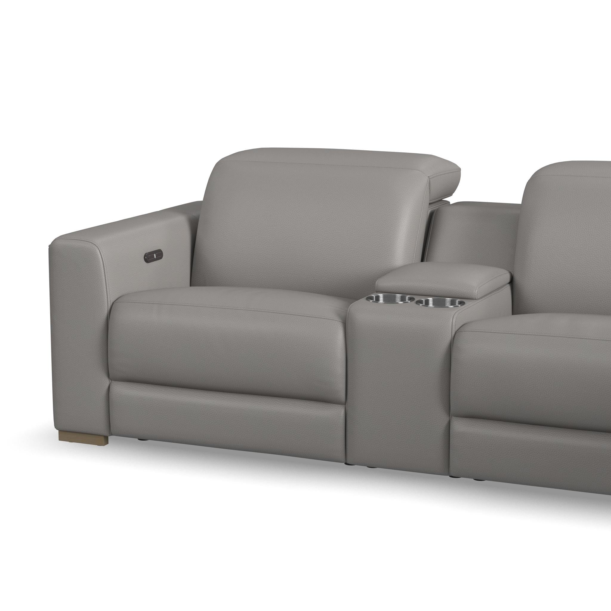 Aurora Leather Power Reclining Sectional with Power Headrests 24 Aurora Leather Power Reclining Sectional with Power Headrests
