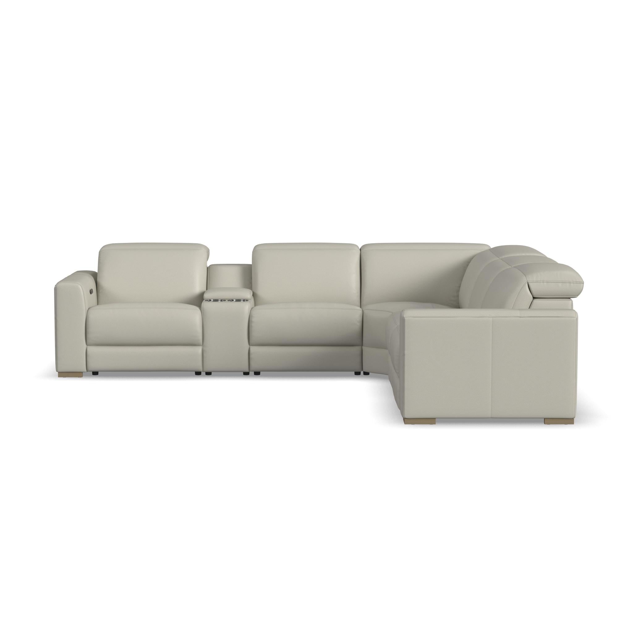 Aurora Leather Power Reclining Sectional with Power Headrests 4 Aurora Leather Power Reclining Sectional with Power Headrests
