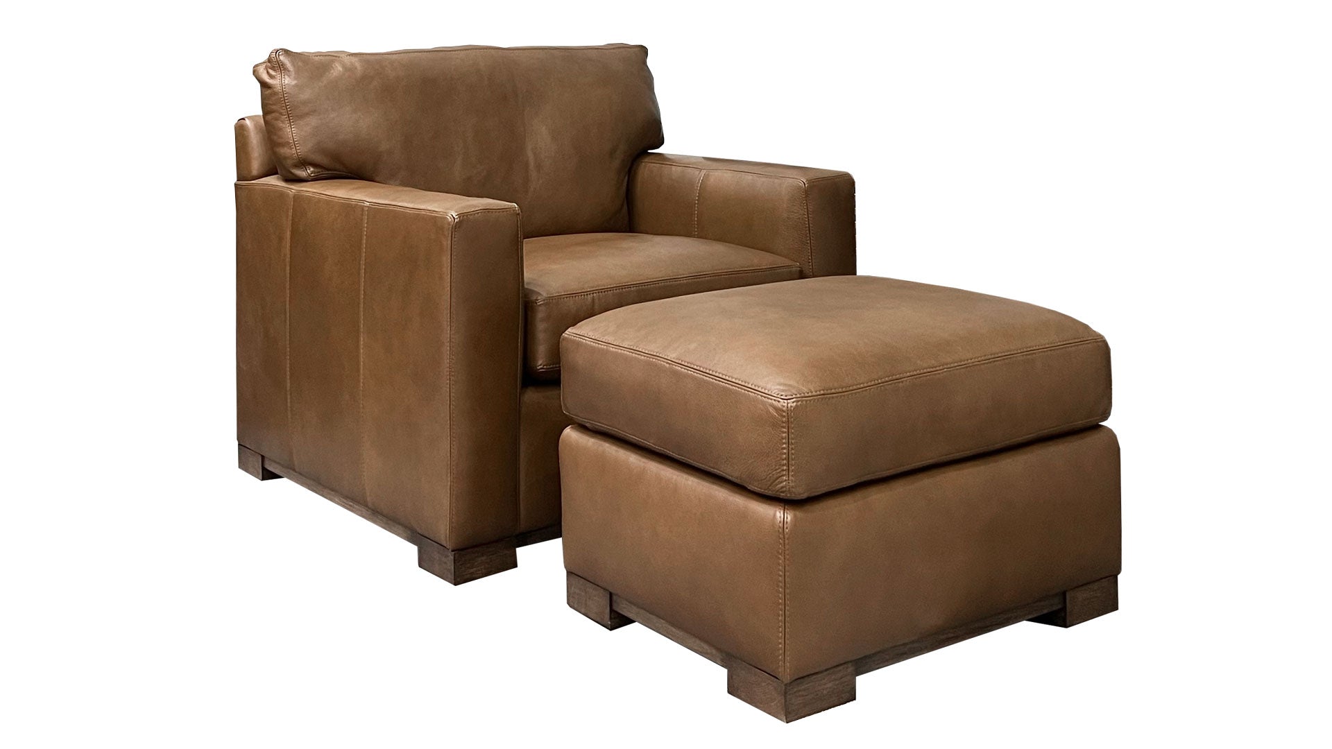 2pc Antonio 100% Leather Chair & Ottoman