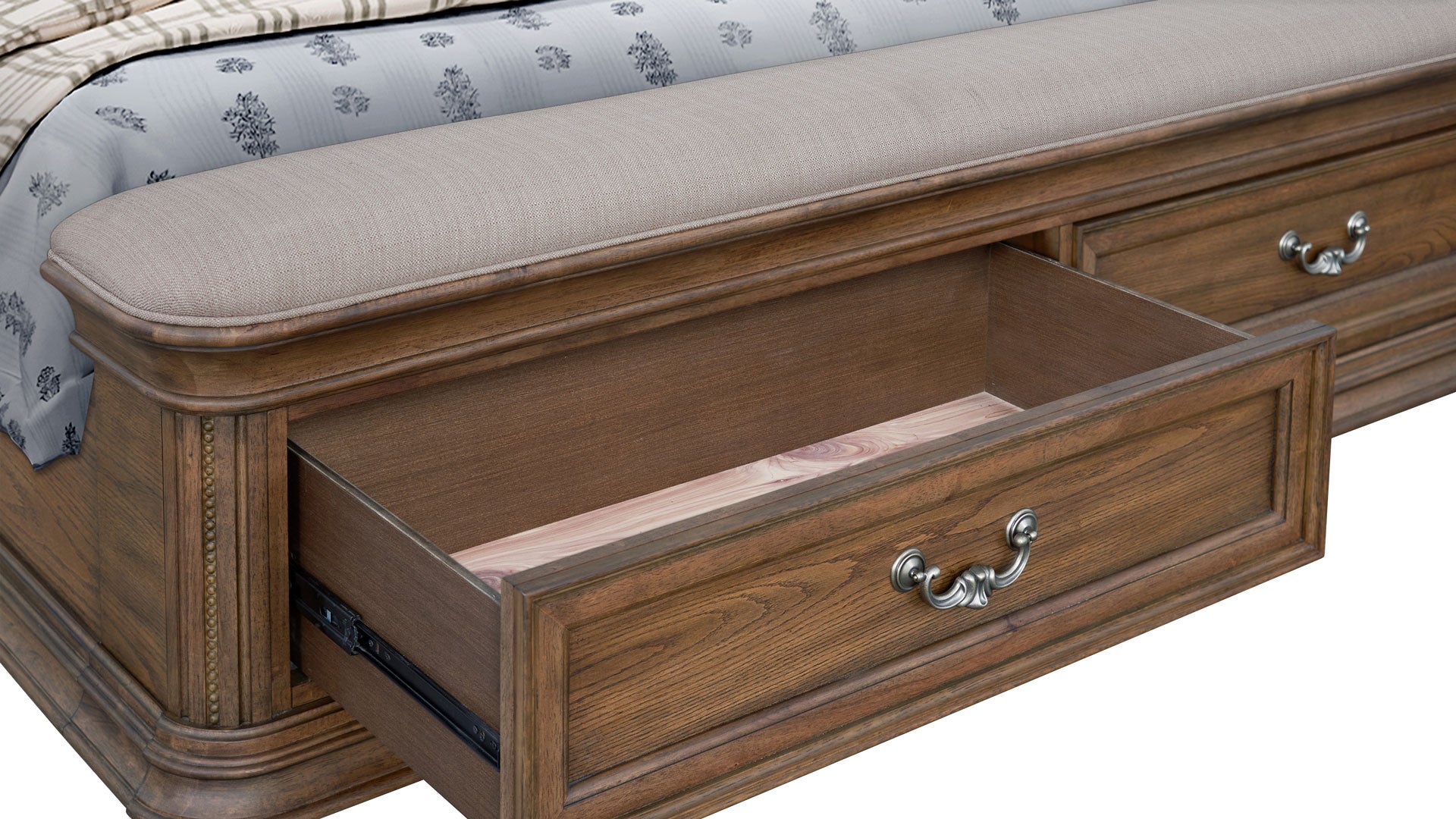 King Size Tanglewood Upholstered Storage Bed Frame 5 3 Pc Tanglewood King Bedroom Set (King Bed, Dresser/Mirror, & Nightstand)