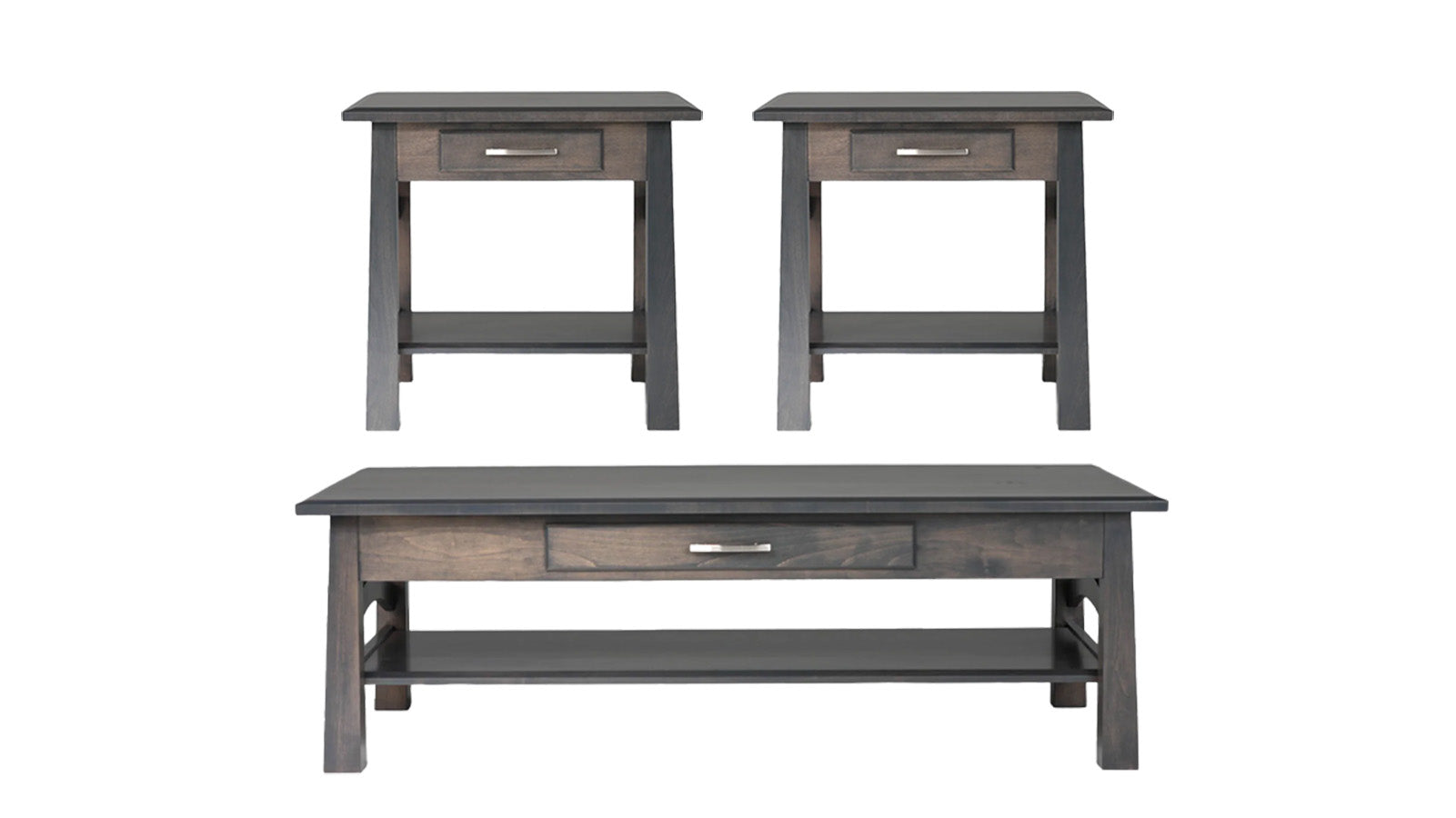 3 Pc. Beaumont Antique Slate Cocktail & 2 End Table Set