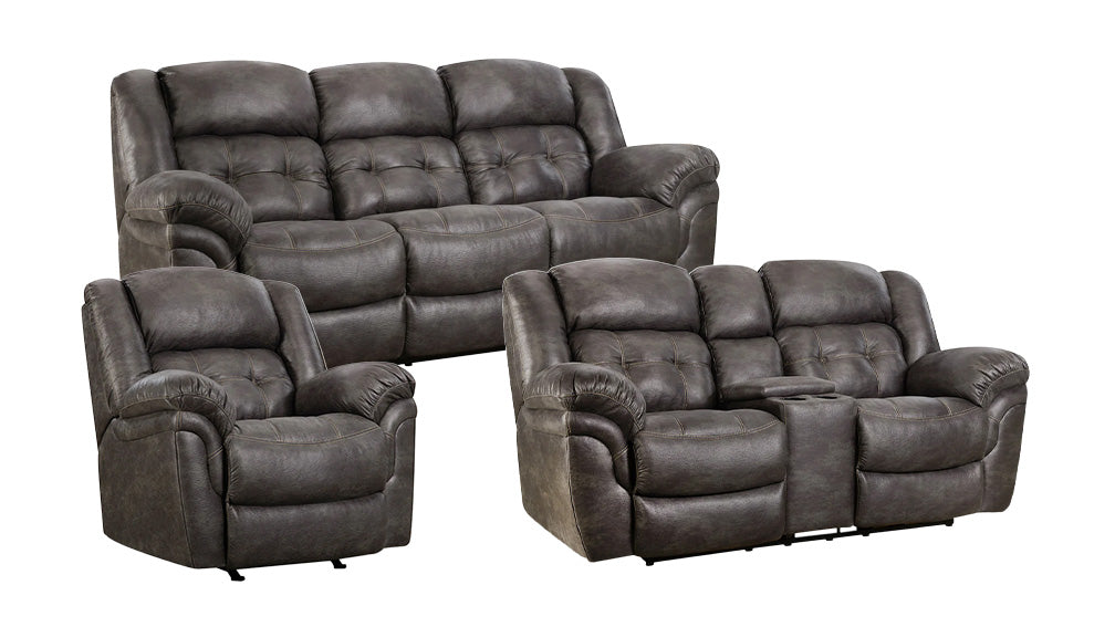 3pc Marcelina Charcoal Power Reclining Sofa, Loveseat & Recliner