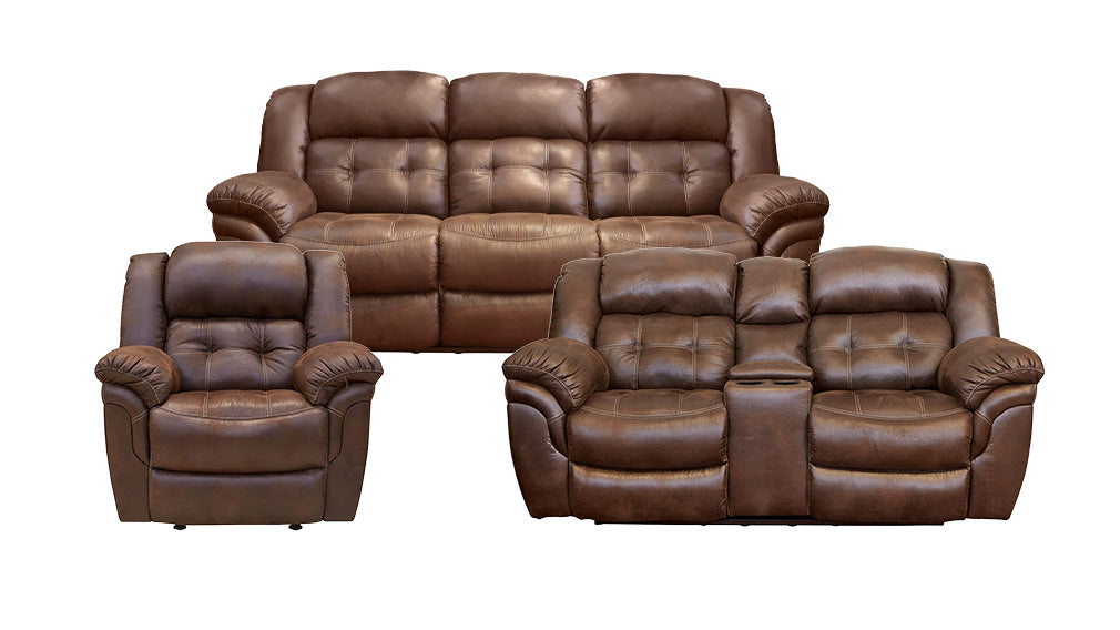3pc Marcelina Espresso Manual Reclining Sofa, Loveseat & Recliner