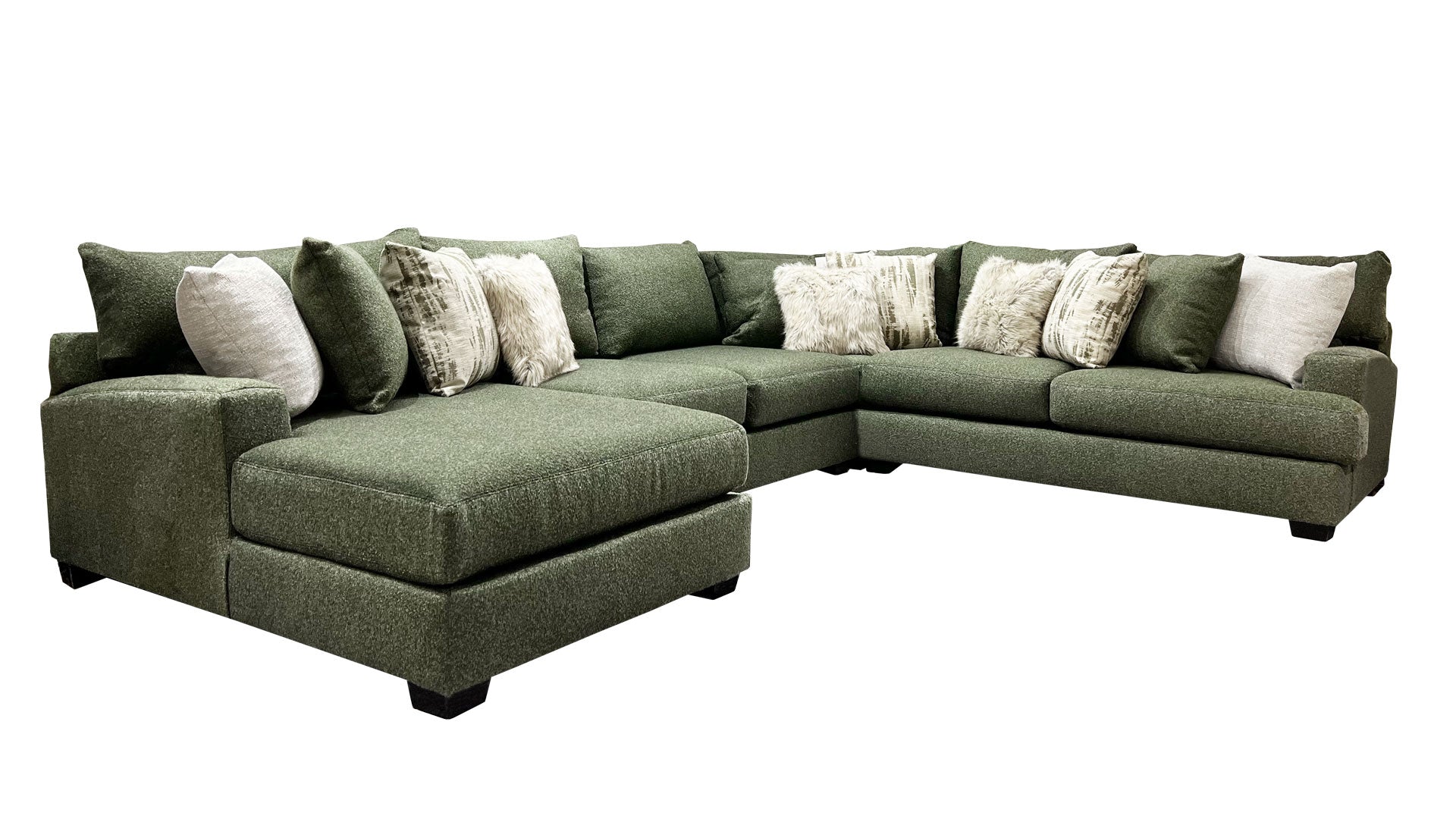4pc Rio Green Sectional with Left Facing Chaise