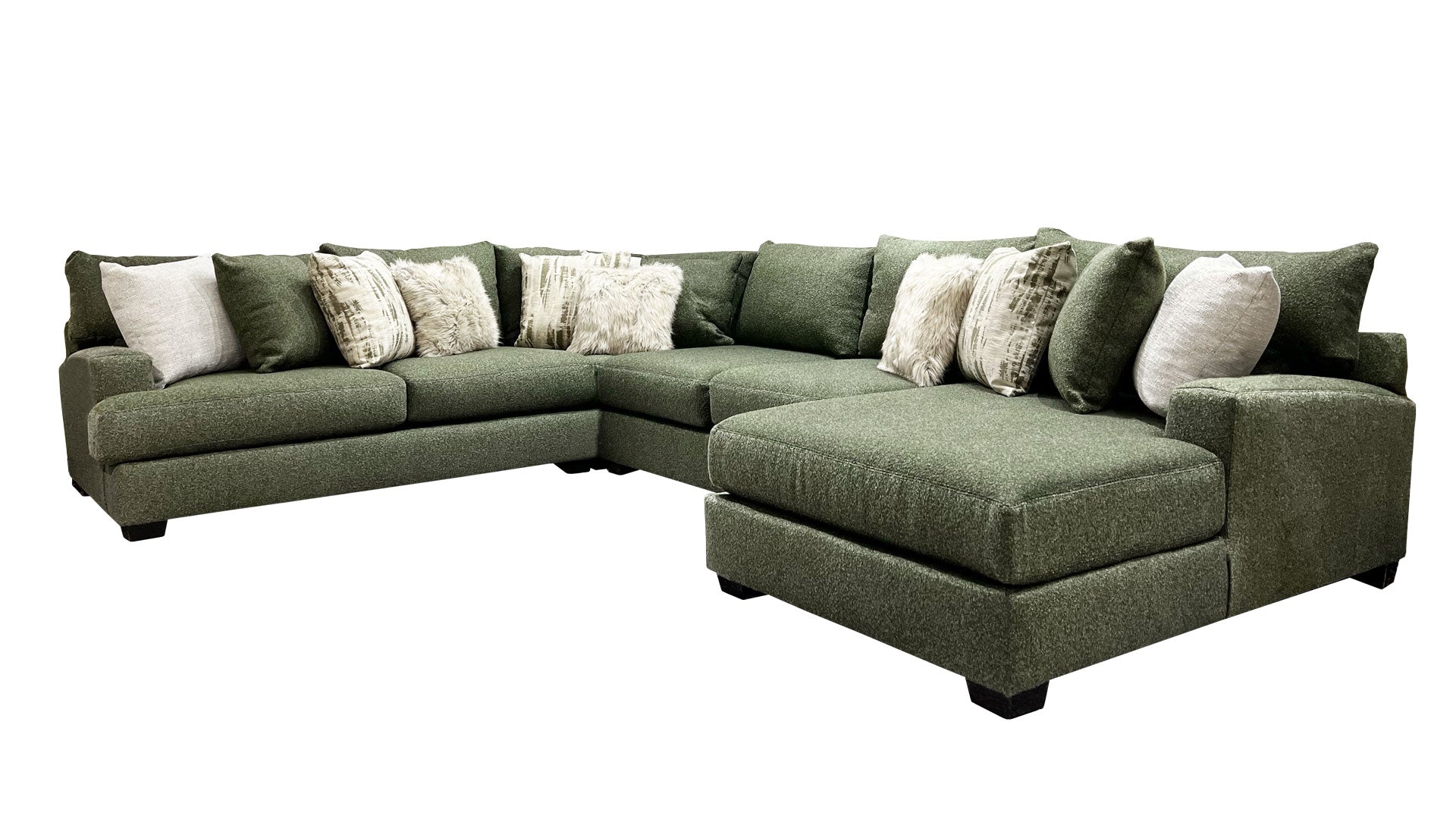 4pc Rio Green Sectional with Right Facing Chaise