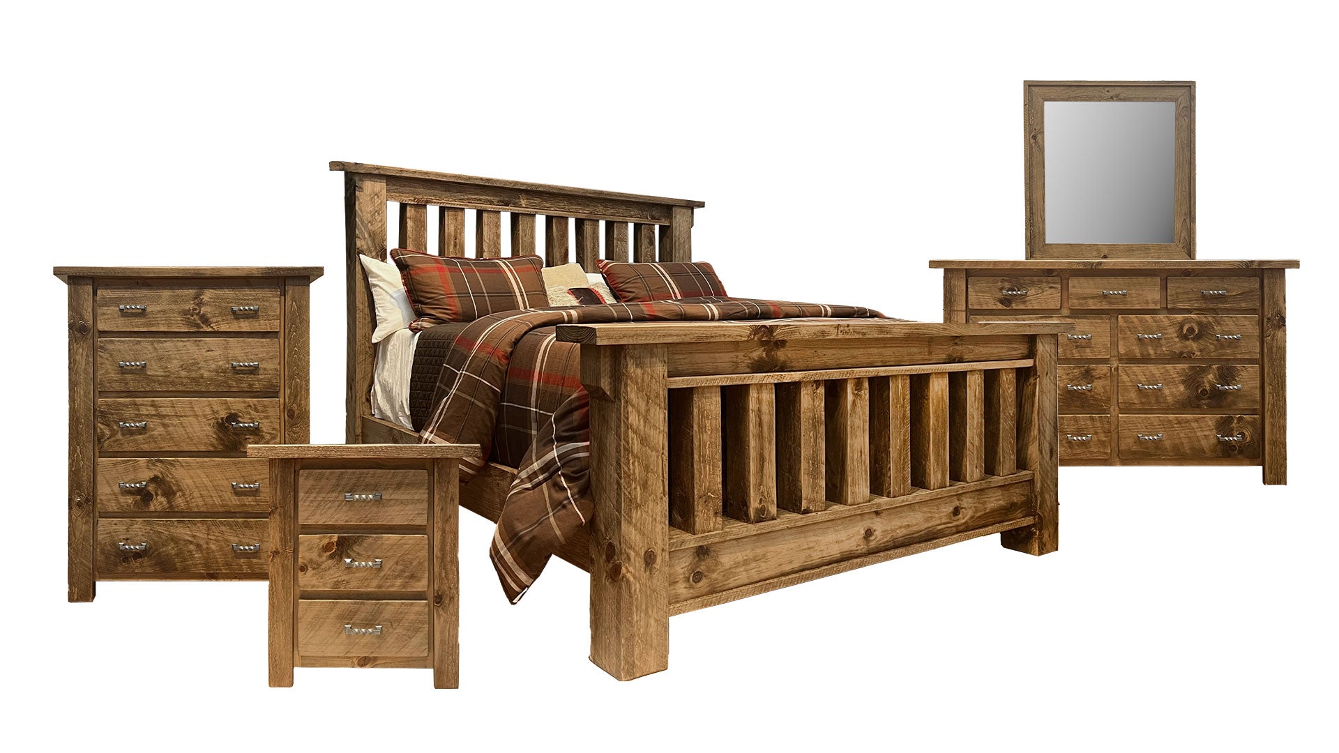 5pc Frontier King Bed, Dresser/Mirror, Chest & 2 Nightstands