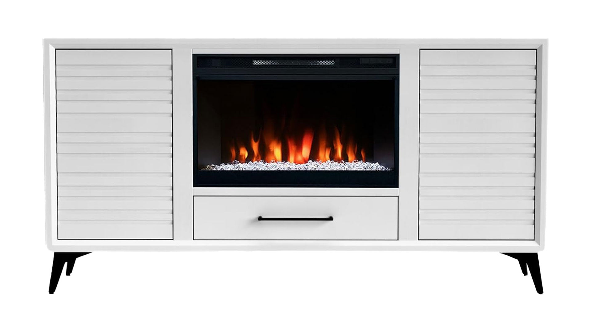 64" Malibu White Fireplace Console