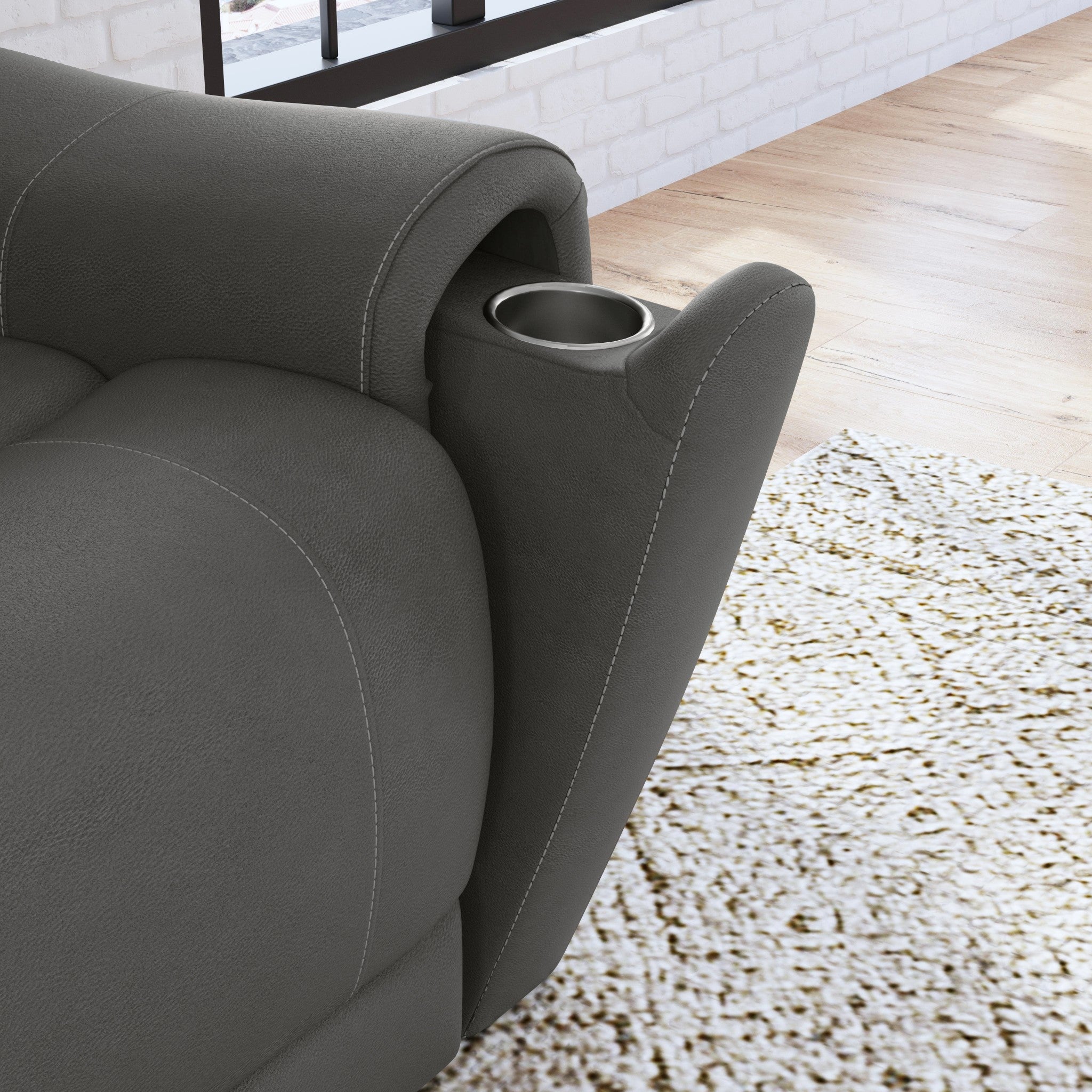 Calvin Smoke Fabric Power Reclining Loveseat with Power Headrests & Lumbar 6 Calvin Smoke Fabric Power Reclining Loveseat with Power Headrests & Lumbar