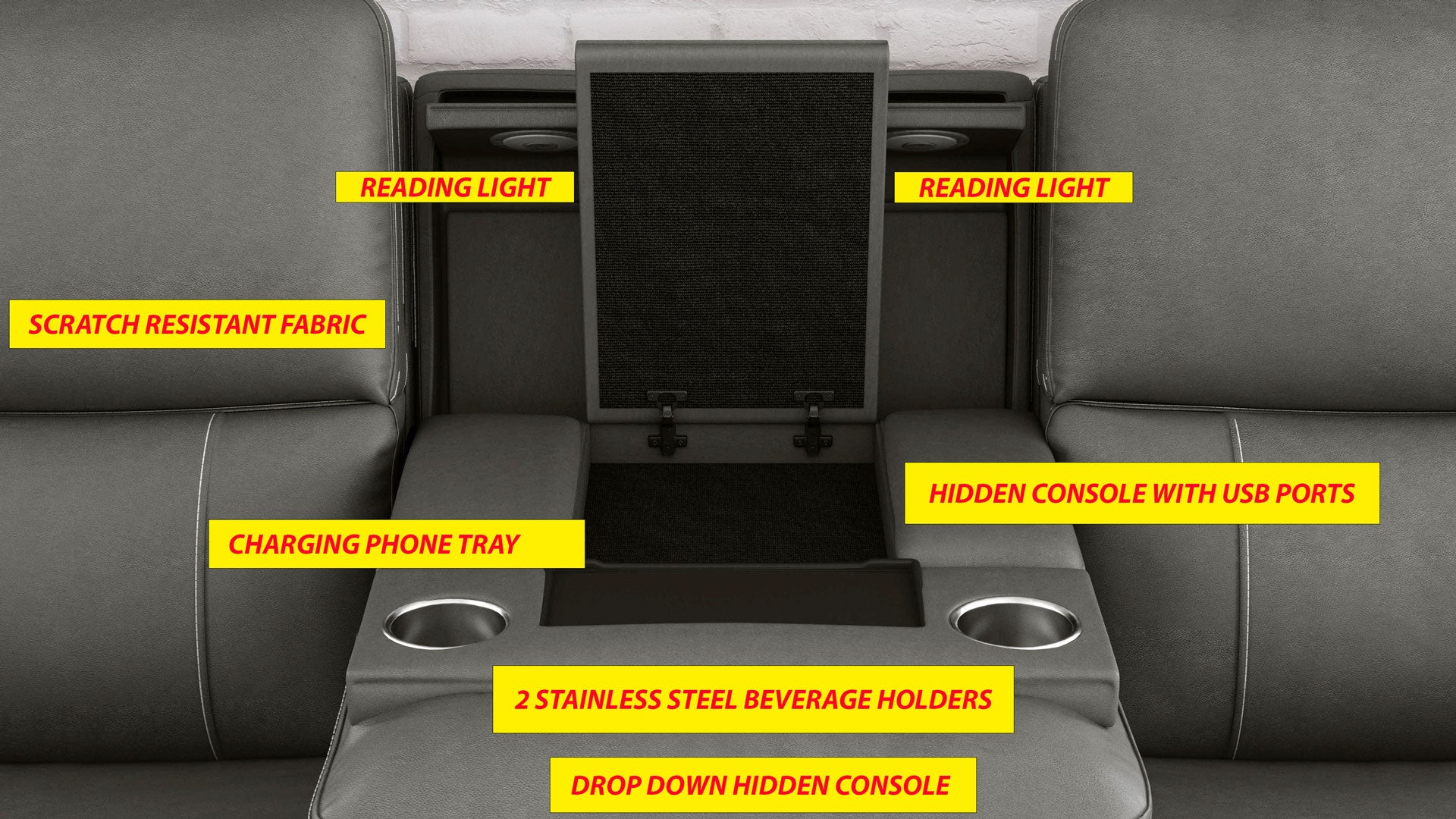 Cougar Dark Grey P3 Power Reclining Sofa 3 Cougar Dark Grey P3 Power Reclining Sofa