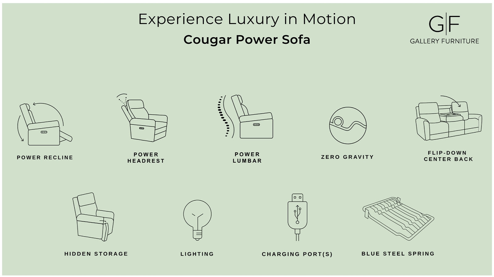 Cougar Dark Grey P3 Power Reclining Sofa 9 Cougar Dark Grey P3 Power Reclining Sofa