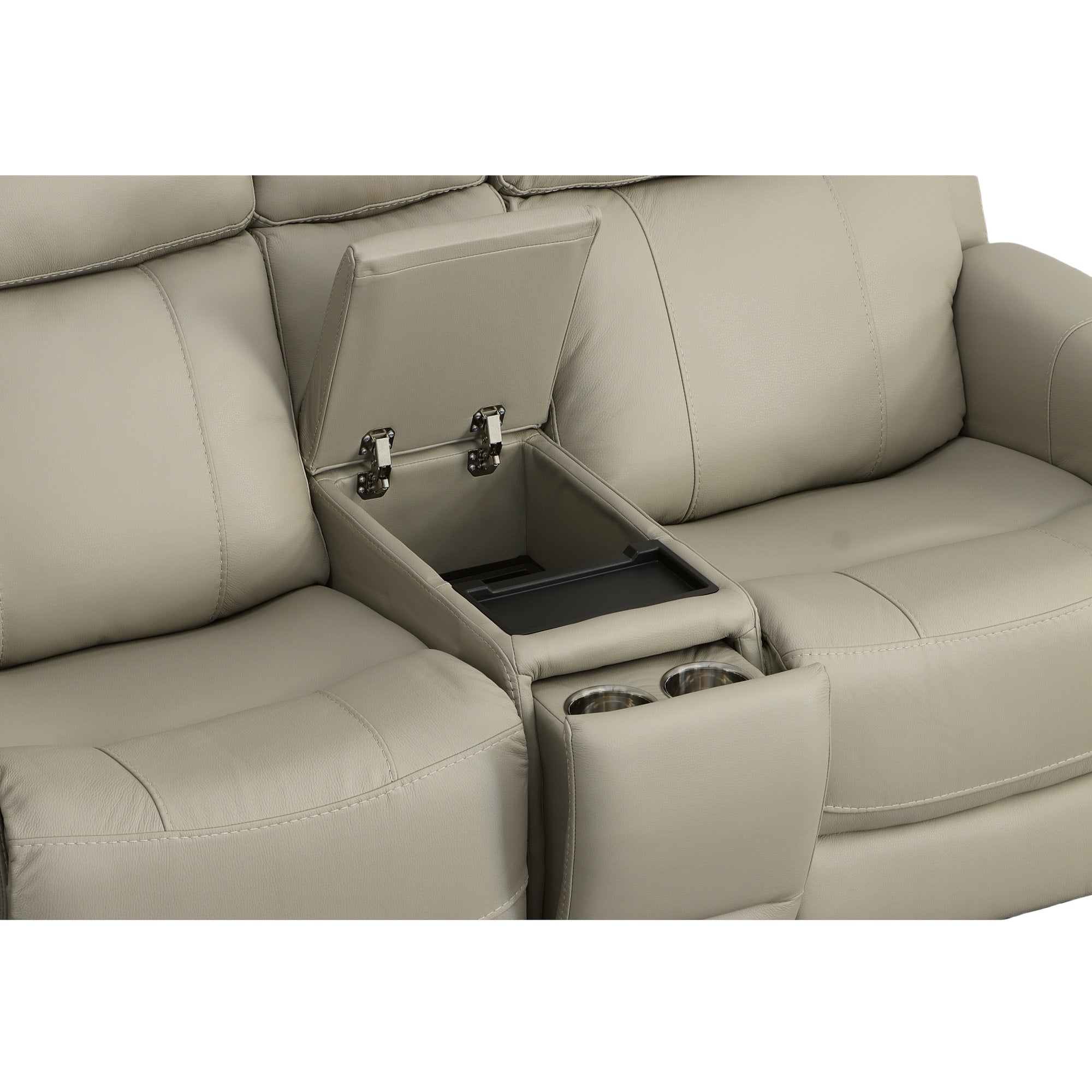 Easton Dove Leather Power Reclining Loveseat with Console, Power Headrests & Lumbar 7 Easton Dove Leather Power Reclining Loveseat with Console, Power Headrests & Lumbar