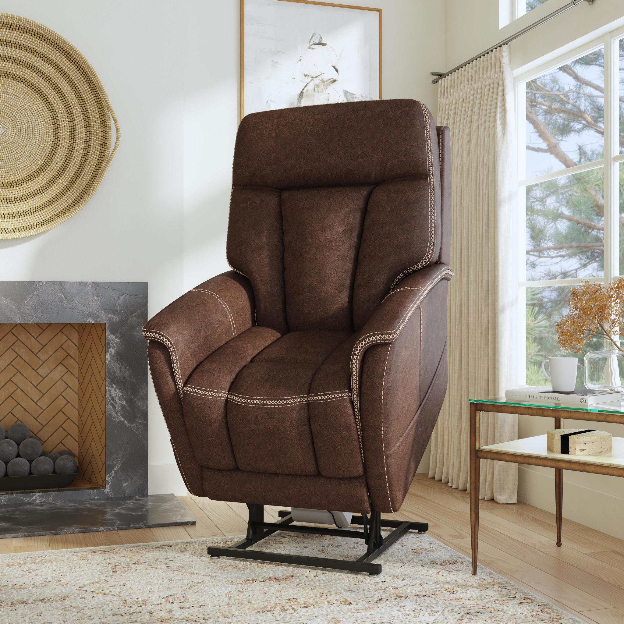 Atlas Walnut Fabric Power Lift Recliner with Power Headrest & Lumbar 6 Atlas Walnut Fabric Power Lift Recliner with Power Headrest & Lumbar