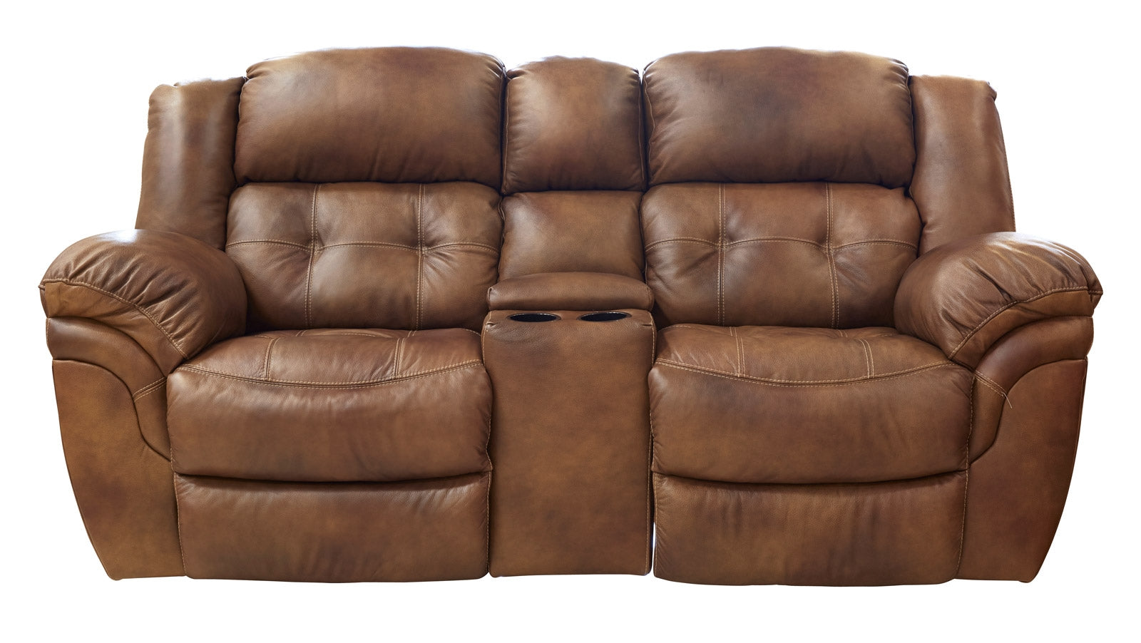 Hopeful Leather Manual Reclining Loveseat W/Console