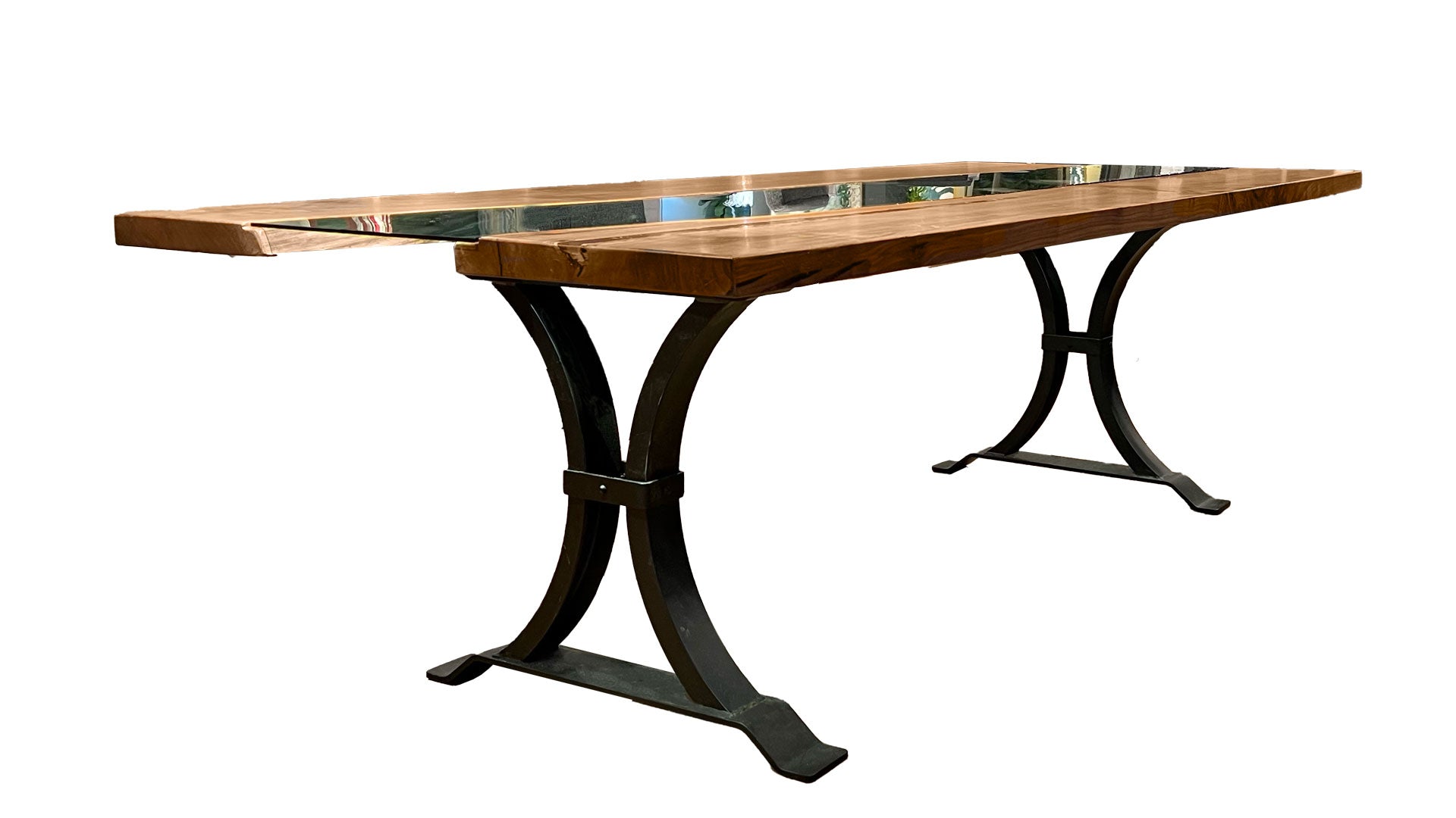 Live Edge Glass River Table - Solid Wood Made in America 42" x 96"
