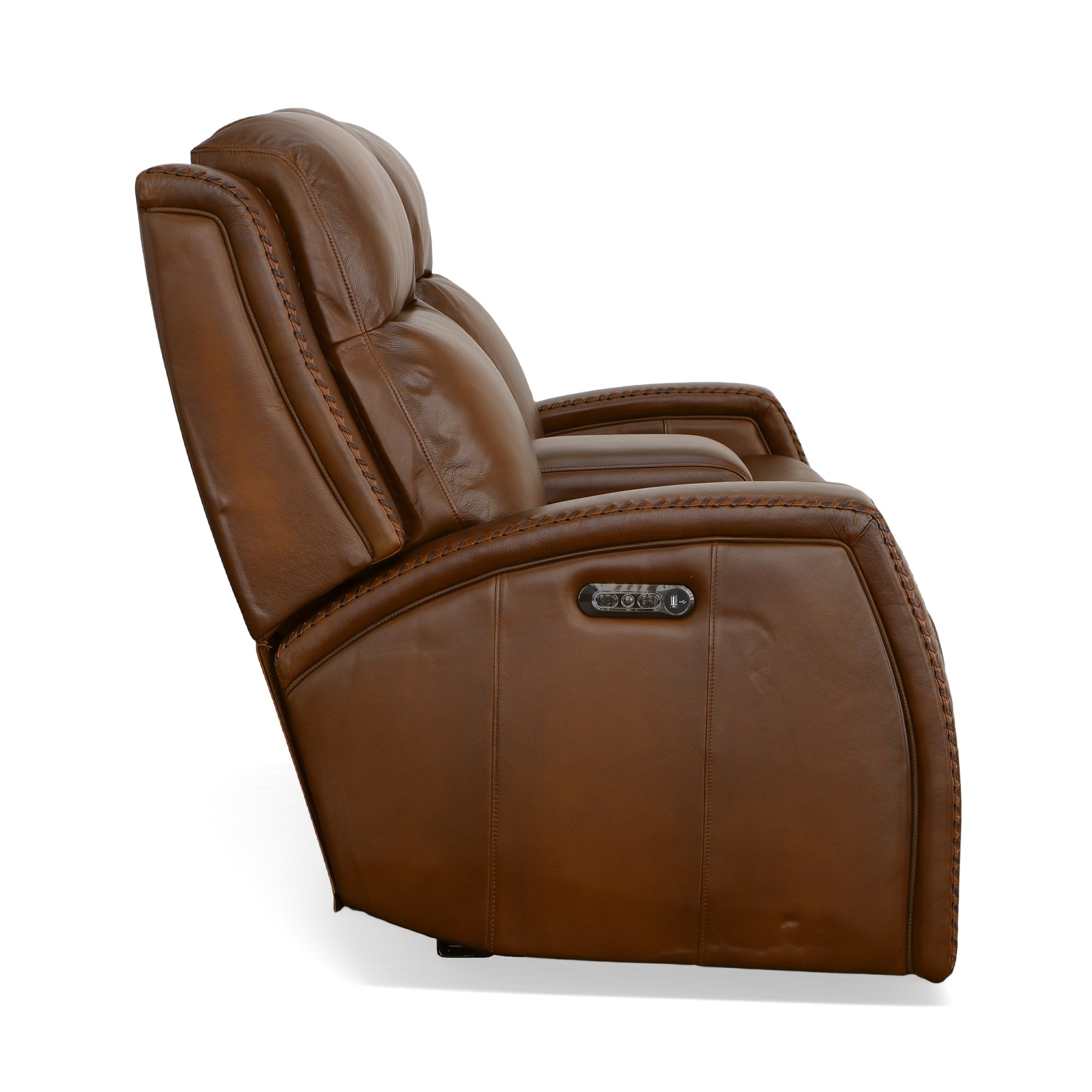 Mustang Rust Leather Power Loveseat with Console with Power Headrest 4 Mustang Rust Leather Power Loveseat with Console with Power Headrest