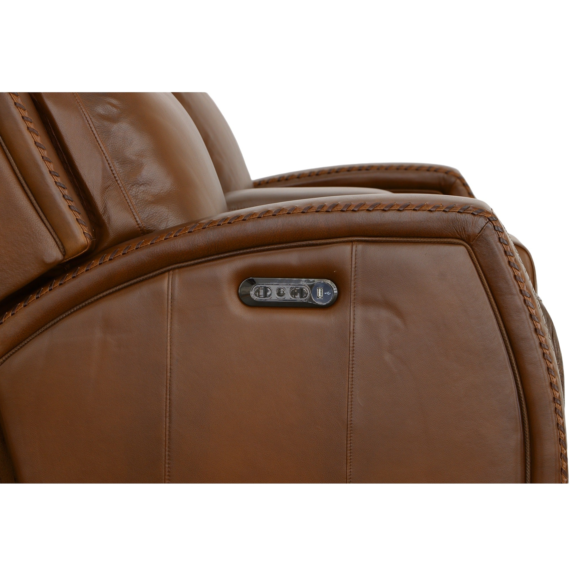 Mustang Rust Leather Power Loveseat with Console with Power Headrest 6 Mustang Rust Leather Power Loveseat with Console with Power Headrest