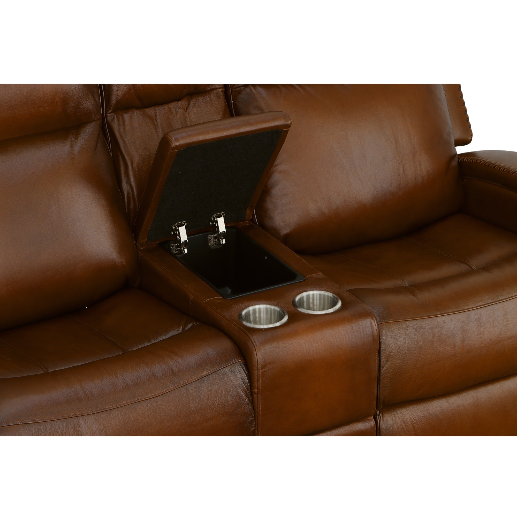 Mustang Rust Leather Power Loveseat with Console with Power Headrest 7 Mustang Rust Leather Power Loveseat with Console with Power Headrest