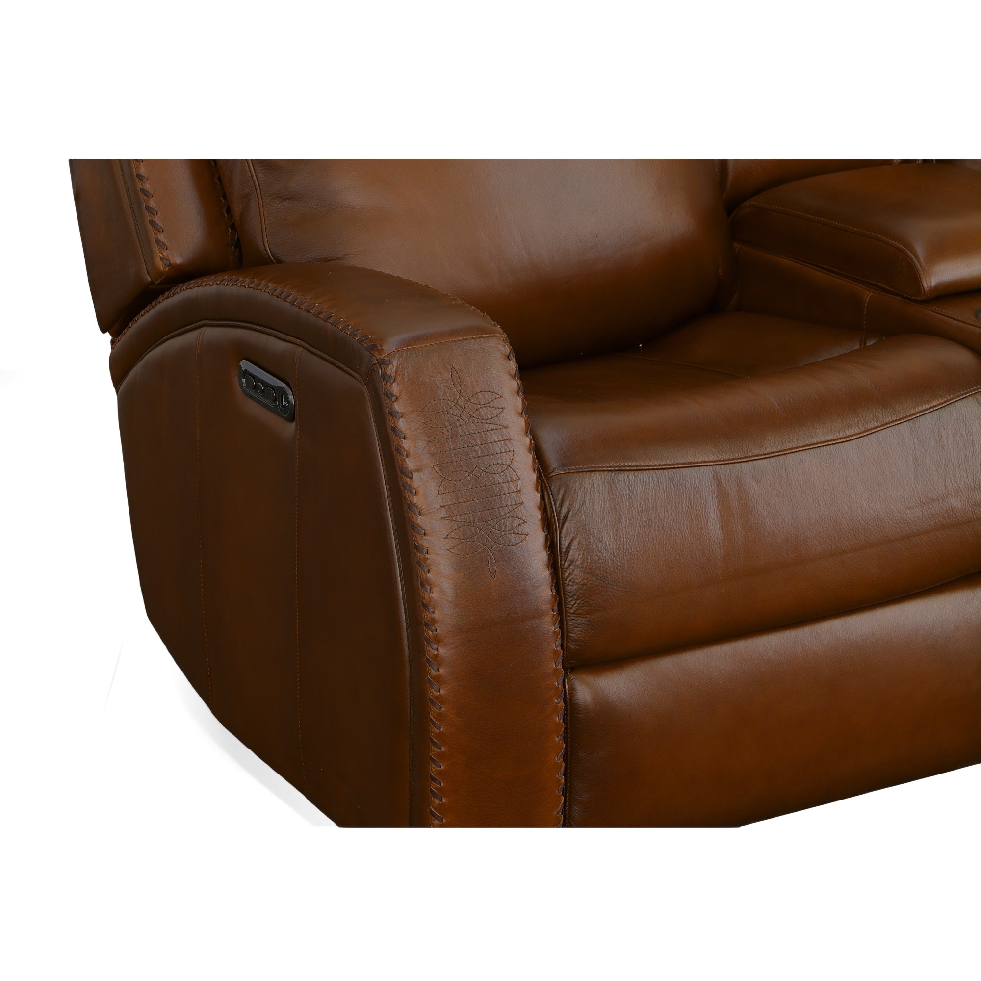 Mustang Rust Leather Power Loveseat with Console with Power Headrest 8 Mustang Rust Leather Power Loveseat with Console with Power Headrest