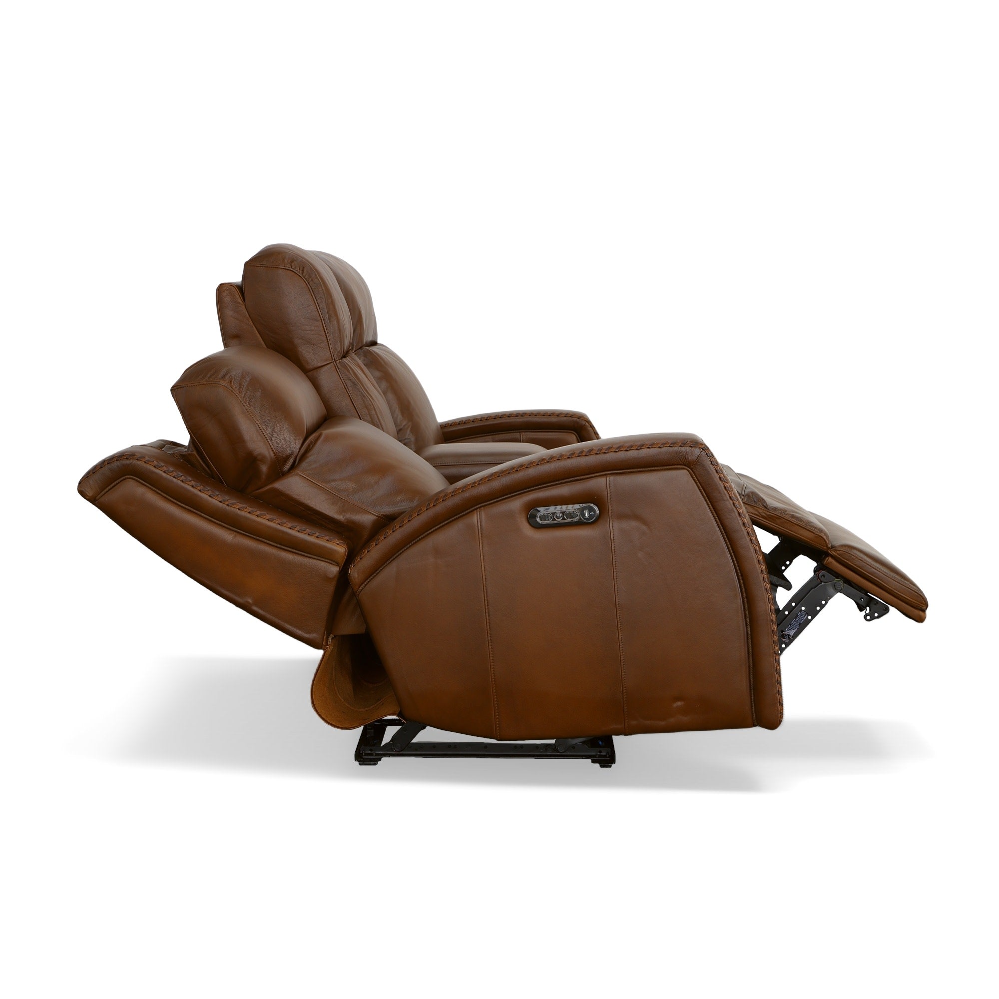 Mustang Rust Leather Power Loveseat with Console with Power Headrest 9 Mustang Rust Leather Power Loveseat with Console with Power Headrest