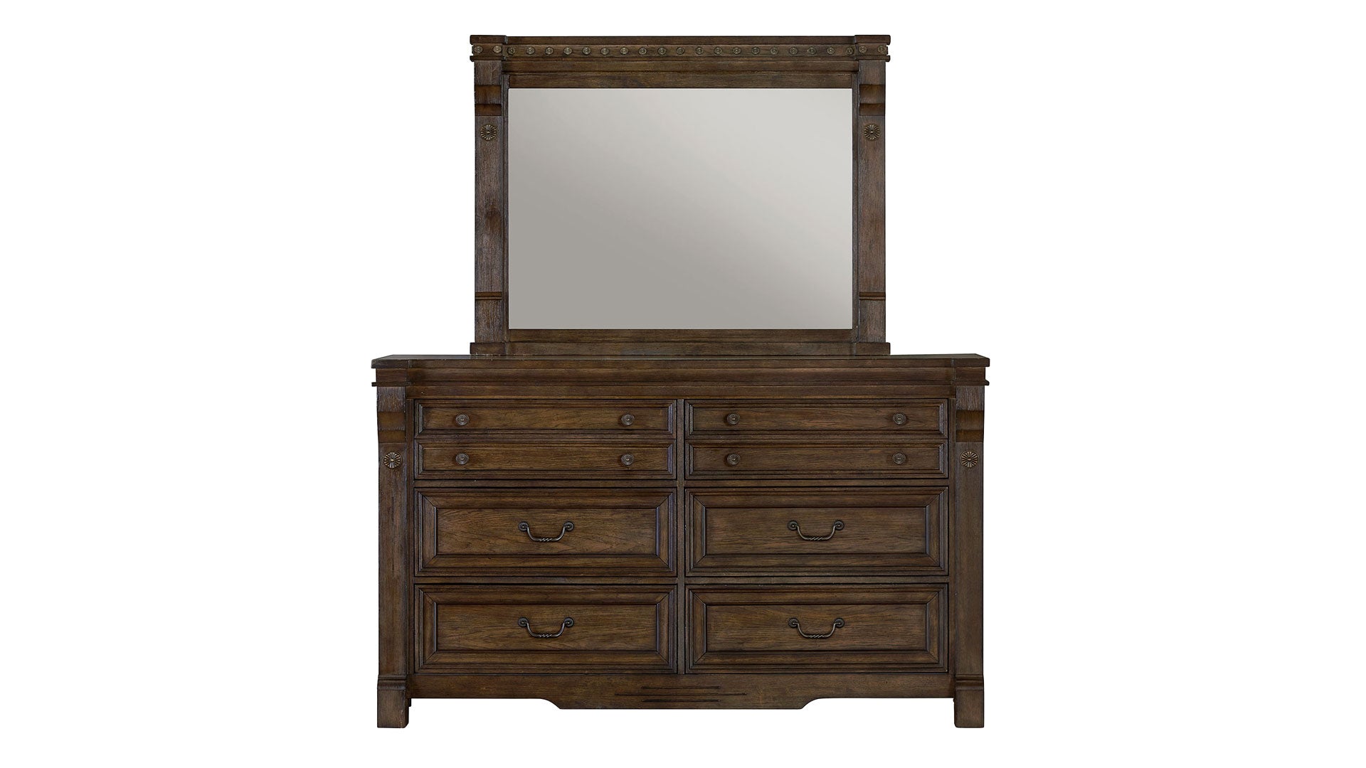 Pecan Rustic Dresser & Mirror 3 Pecan Rustic Dresser & Mirror
