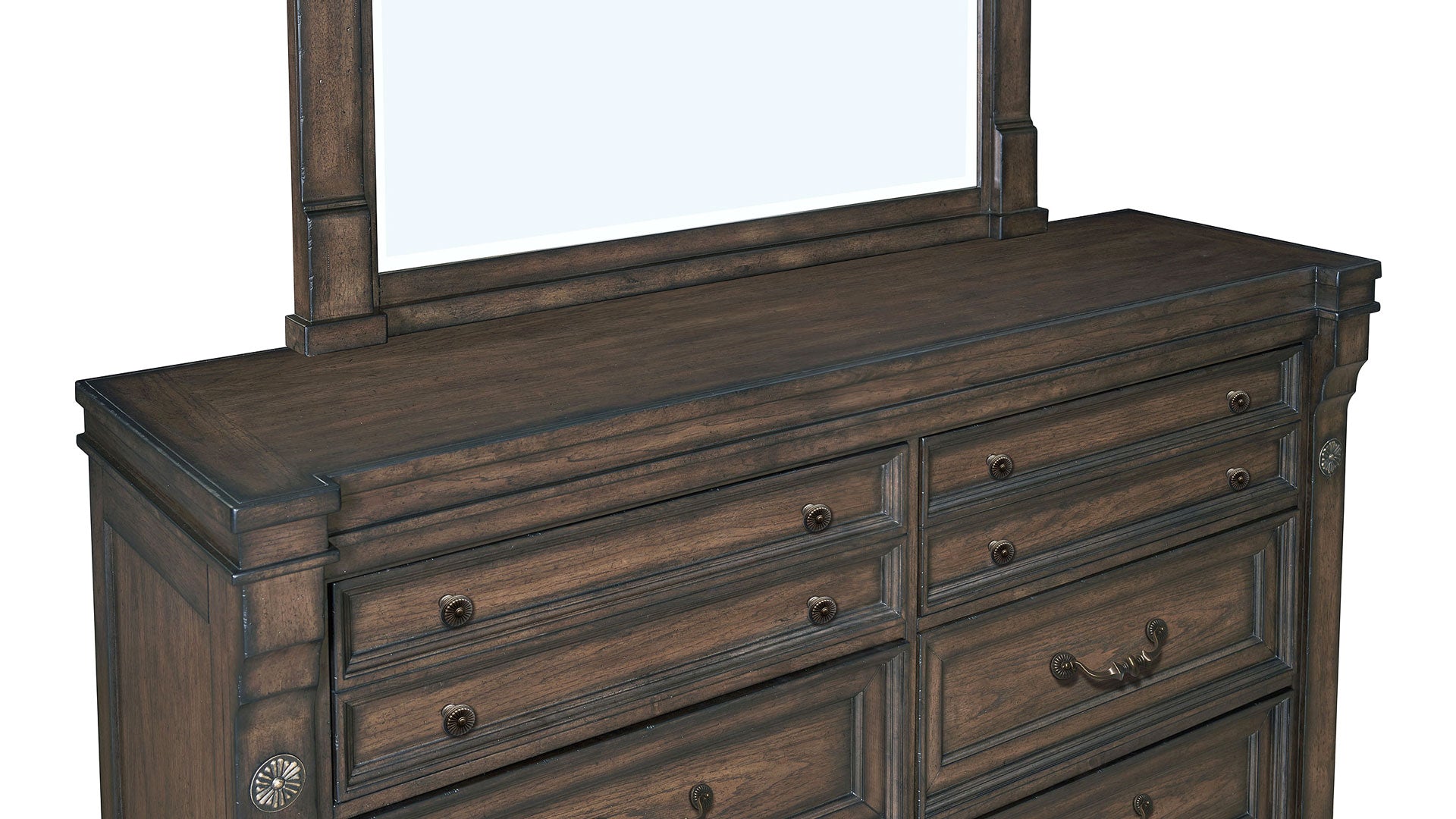 Pecan Rustic Dresser & Mirror 4 Pecan Rustic Dresser & Mirror