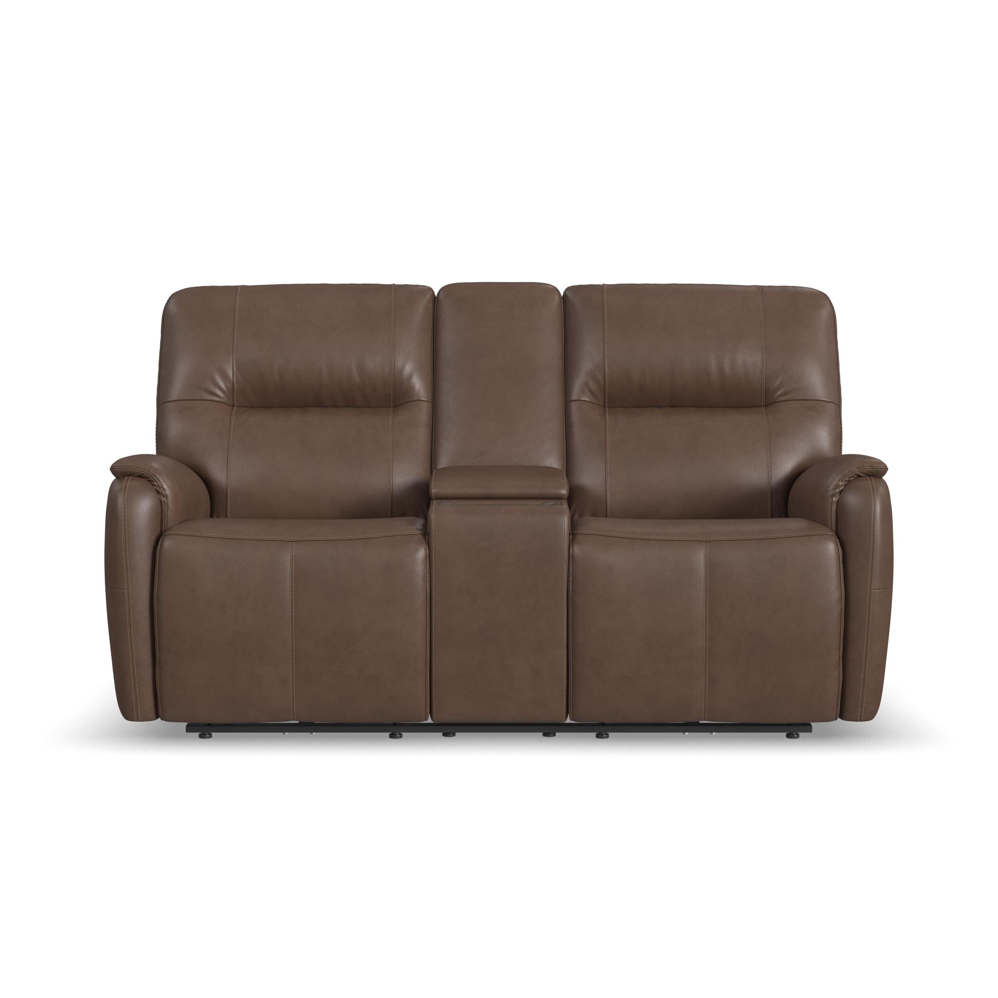 Wilson Café Leather Power Reclining Loveseat with Console and Power Headrests 4 Wilson Café Leather Power Reclining Loveseat with Console and Power Headrests