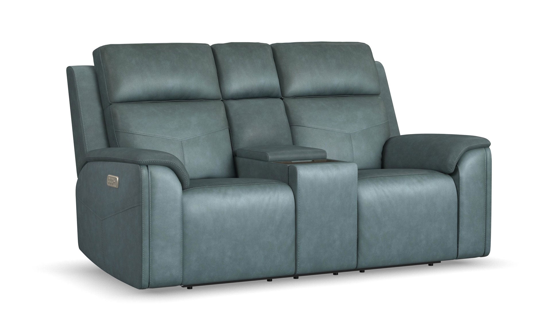 Thunderbird Admiral Blue P5 Power Reclining Loveseat w/Console, Massage, Heat, Lumbar, Pillow Tilt