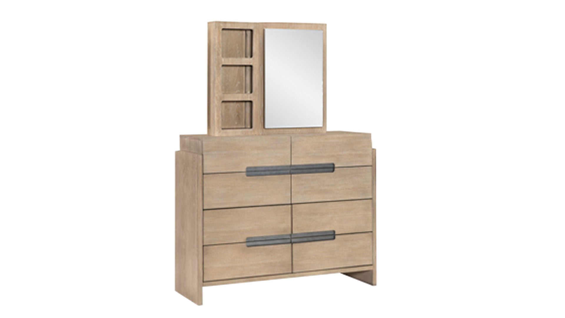 Weathered Oak Dresser & Storage Mirror