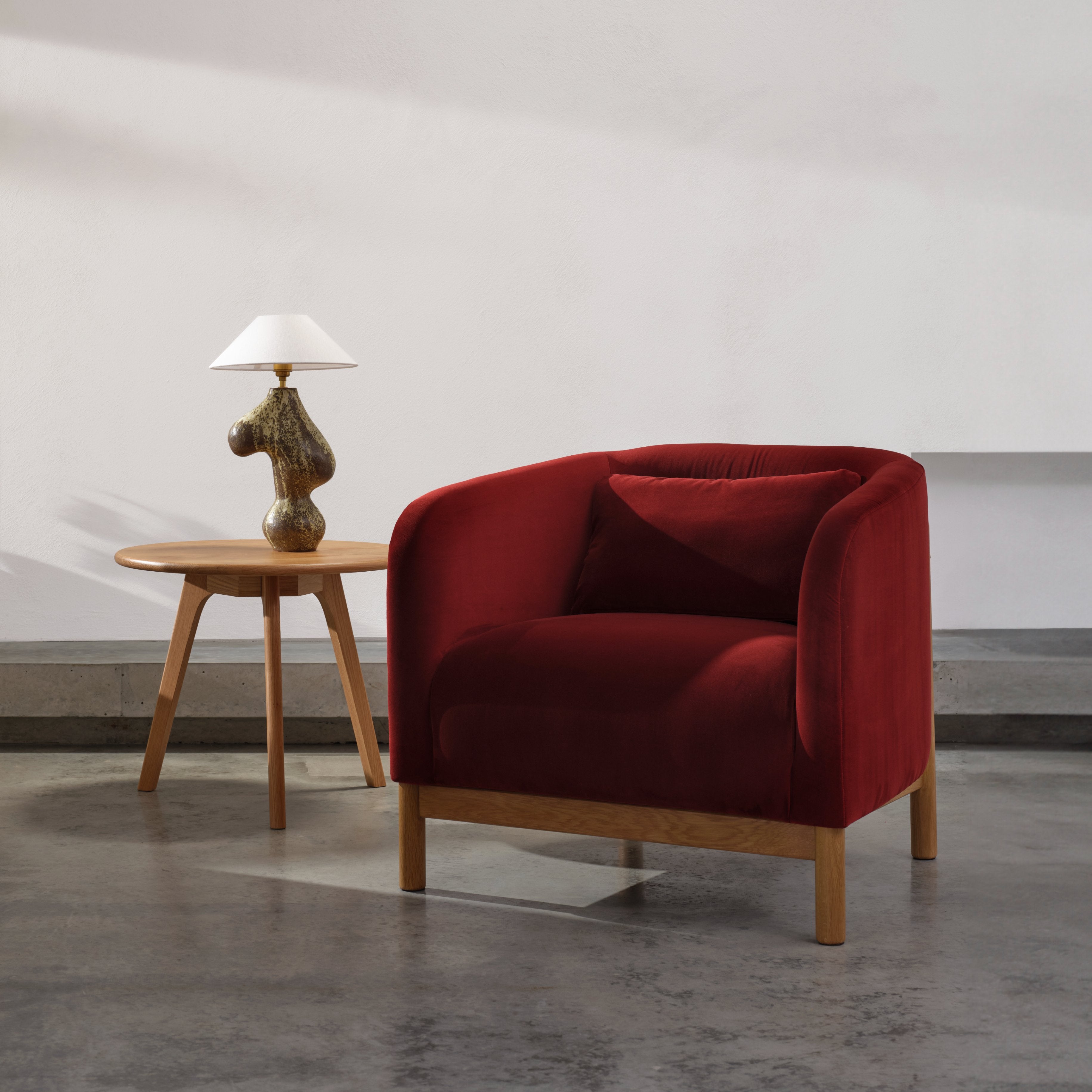 Hink Fabric Armchair - Solid Oak