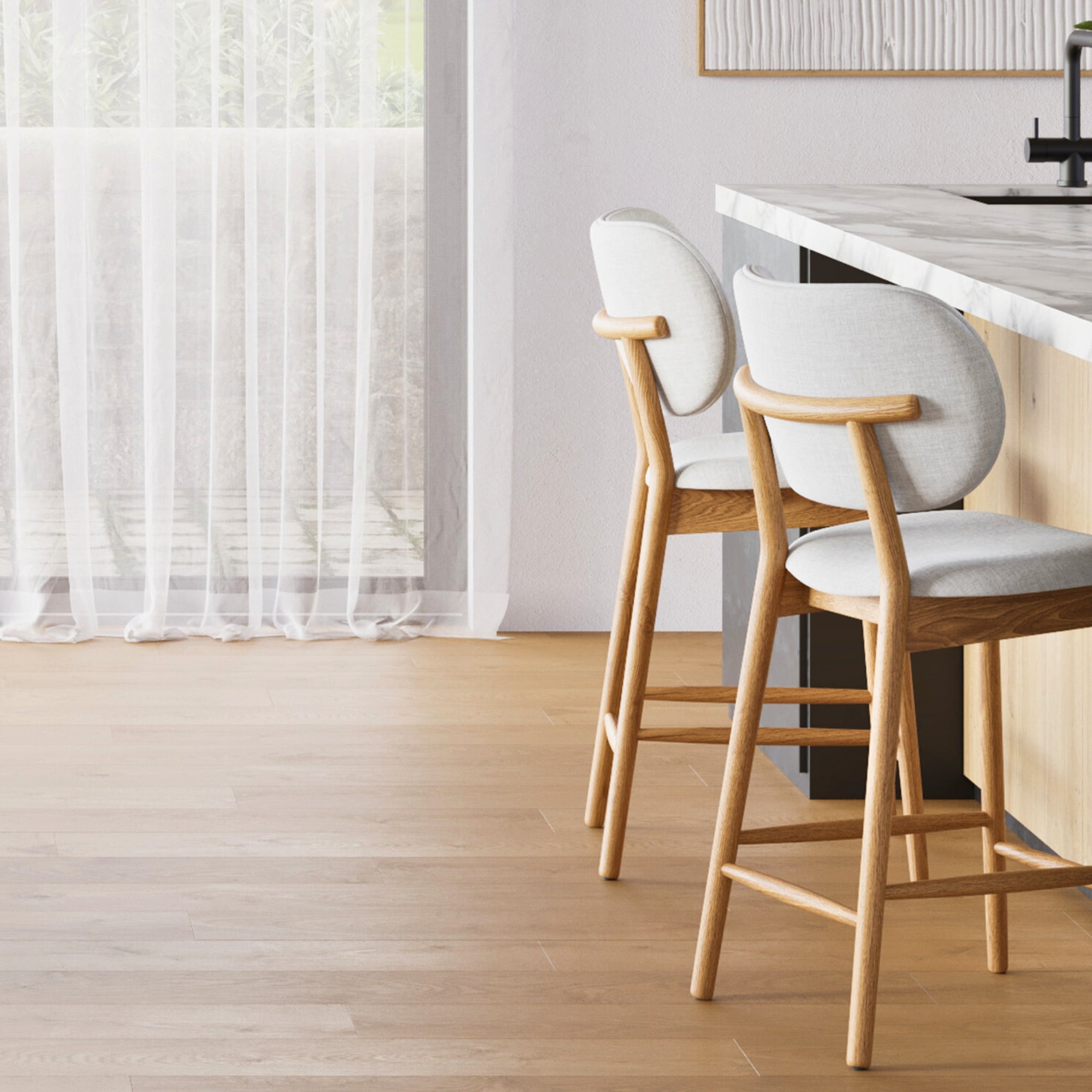 Olivia Bar Stool - Solid Oak