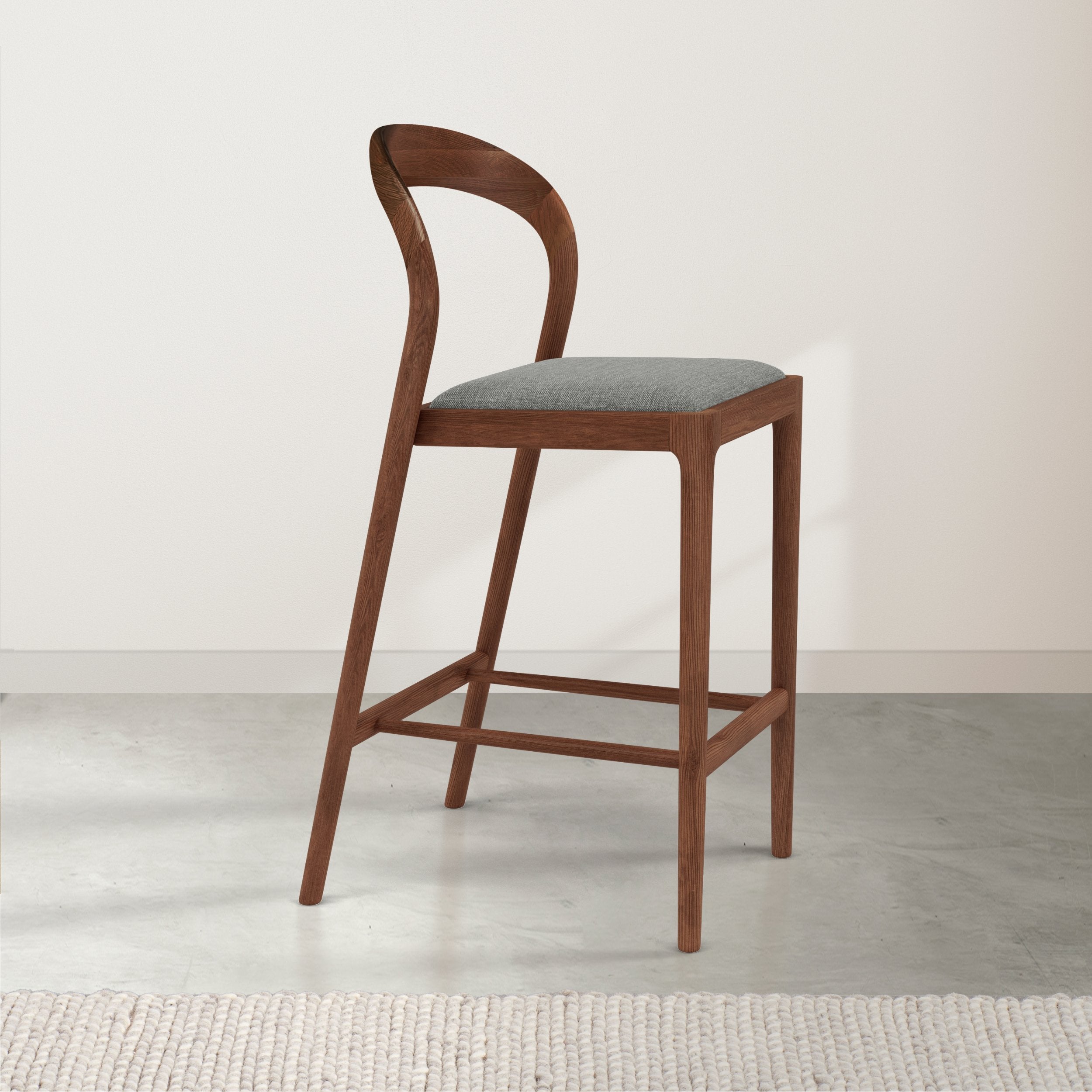 Sara Fabric Bar Stool - Solid Walnut