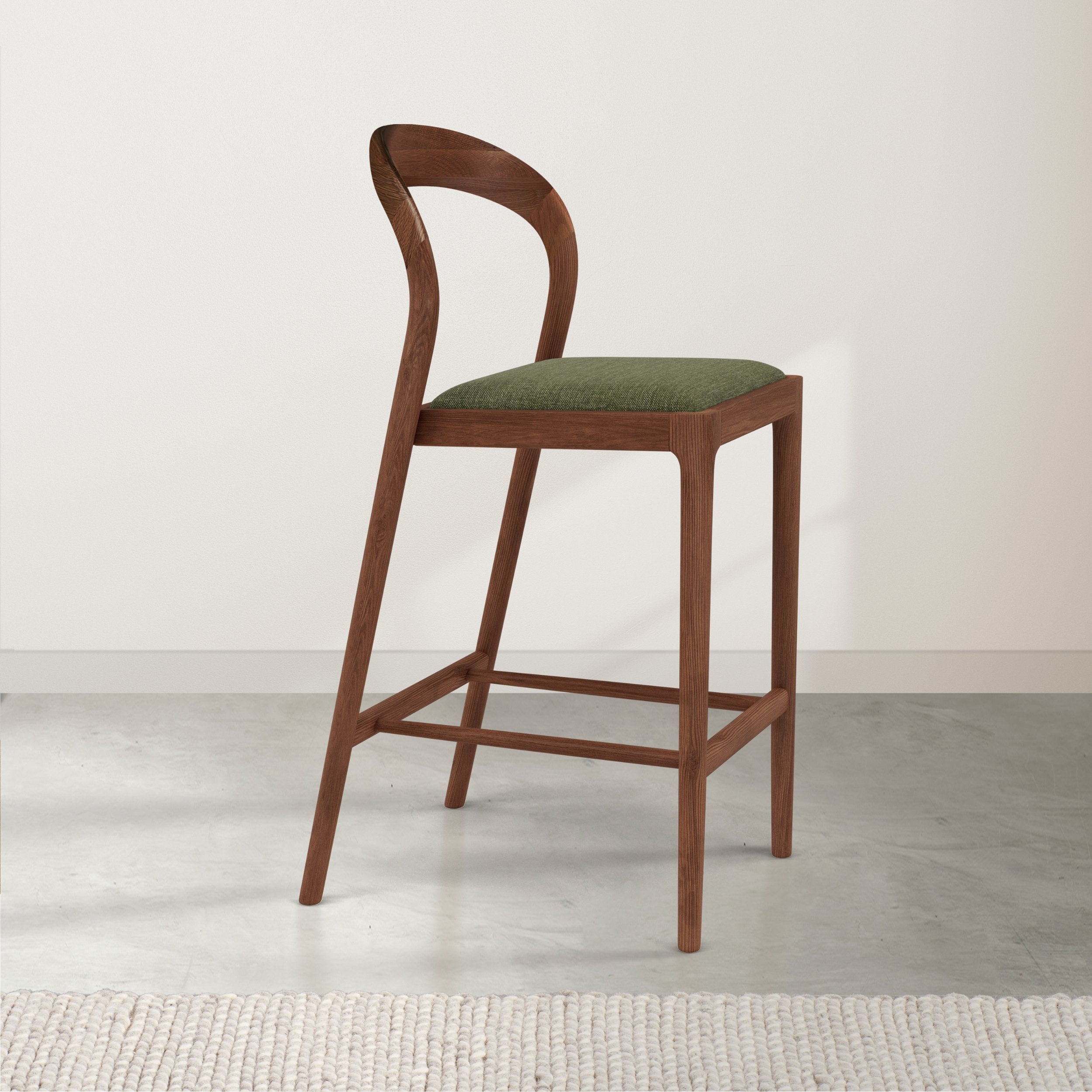 Sara Fabric Bar Stool - Solid Walnut 4 Sara Fabric Bar Stool - Solid Walnut