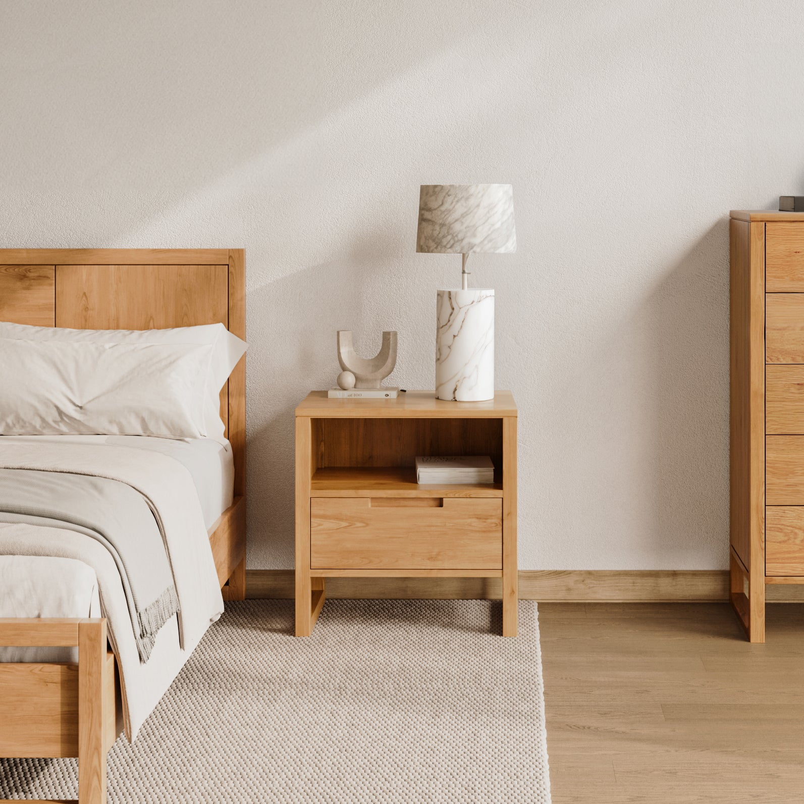Bruno XL Bedside Table - Solid Oak