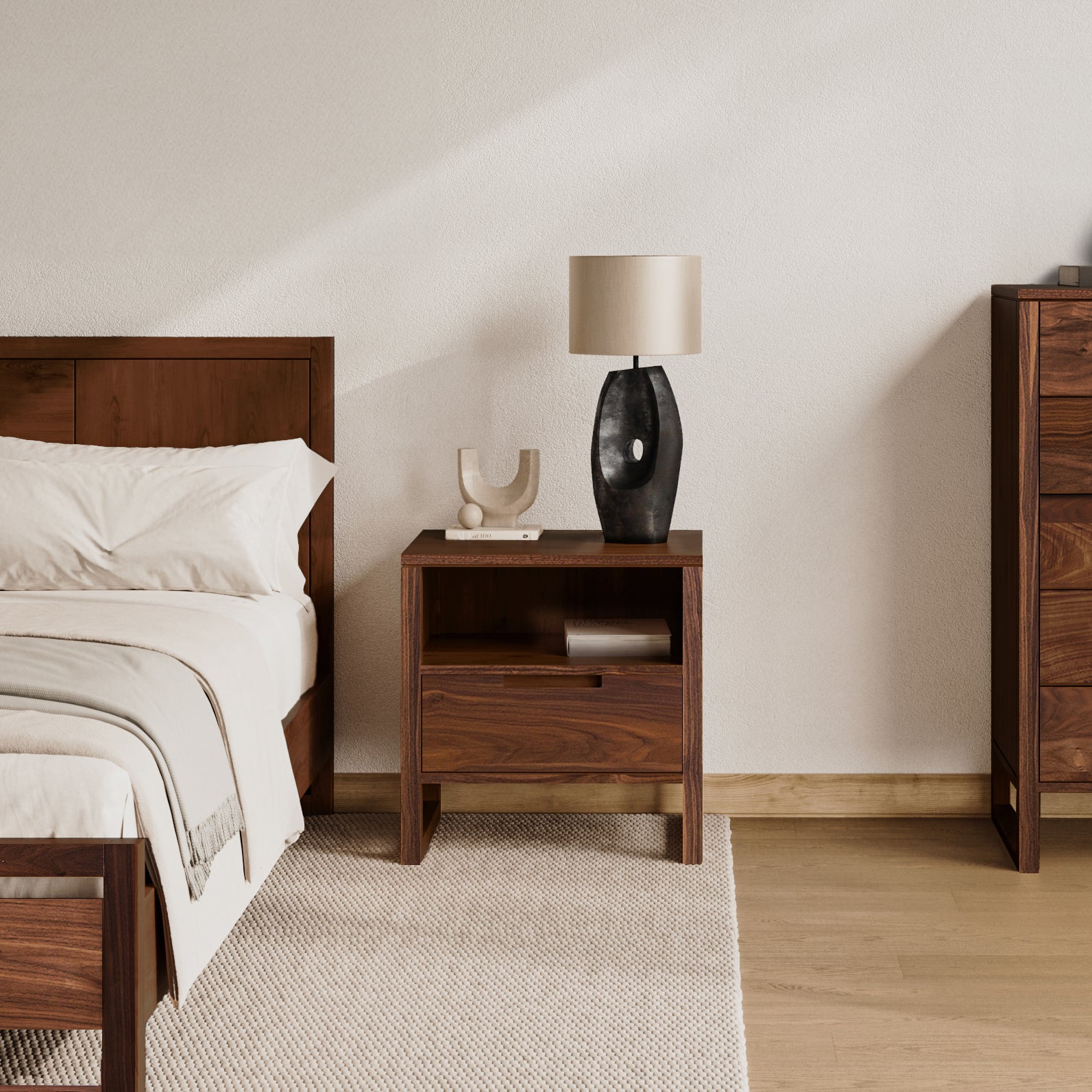 Bruno XL Bedside Table - Solid Walnut