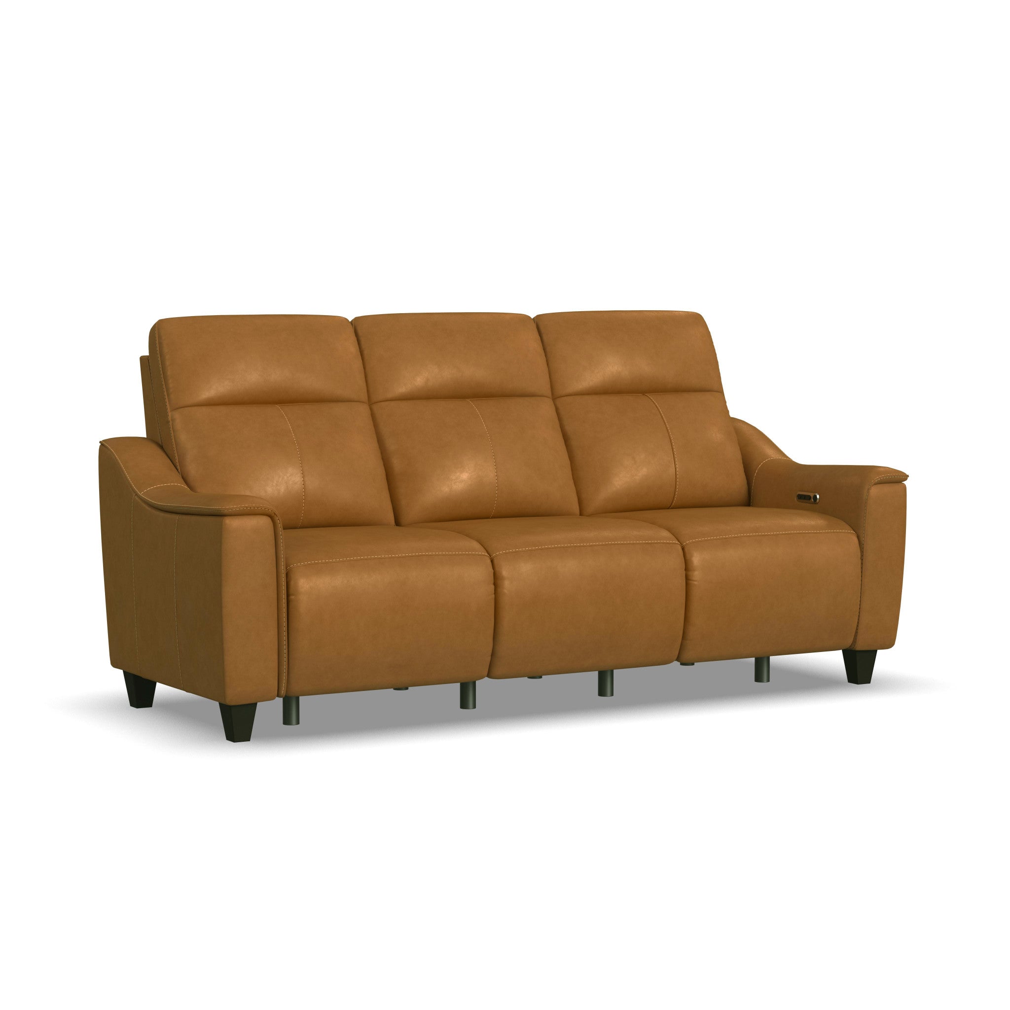 Walter Honey Leather Power Reclining Sofa with Power Headrests