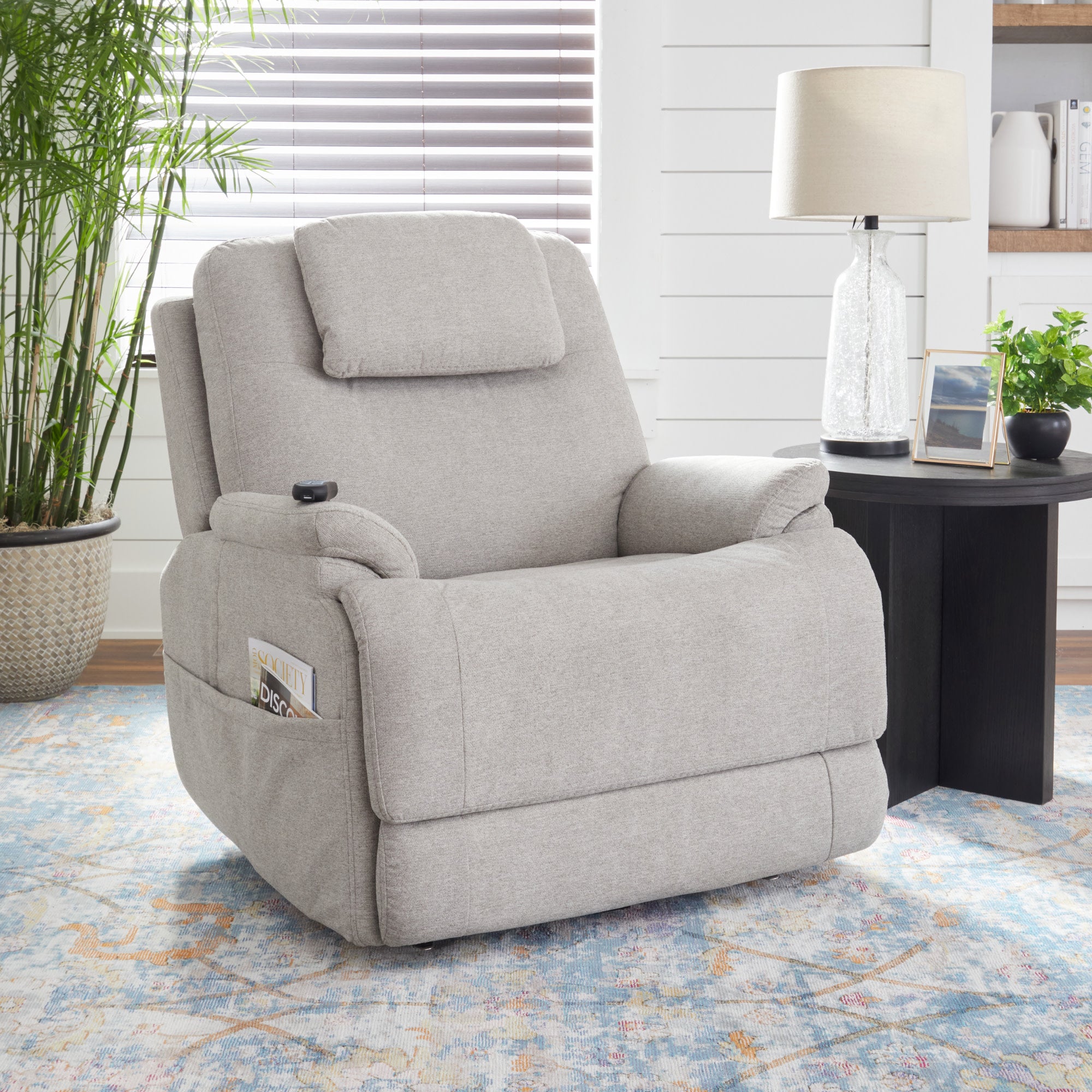 Zecliner Model 2 Petite Dove Fabric Power Lift Recliner with Power Headrest & Lumbar 3 Zecliner Model 2 Petite Dove Fabric Power Lift Recliner with Power Headrest & Lumbar