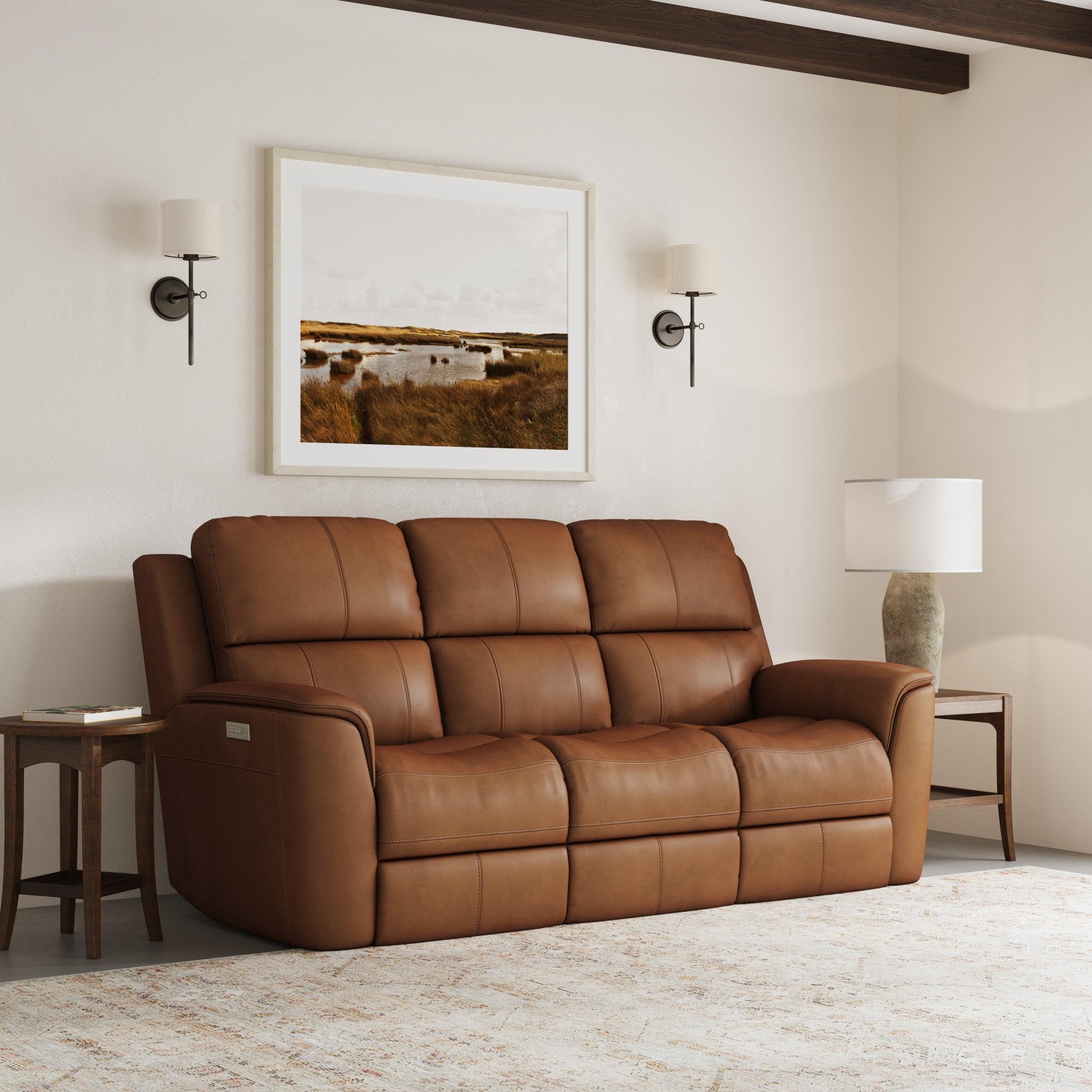 Henry Caramel Leather Power Reclining Sofa with Power Headrests & Lumbar 3 Henry Caramel Leather Power Reclining Sofa with Power Headrests & Lumbar
