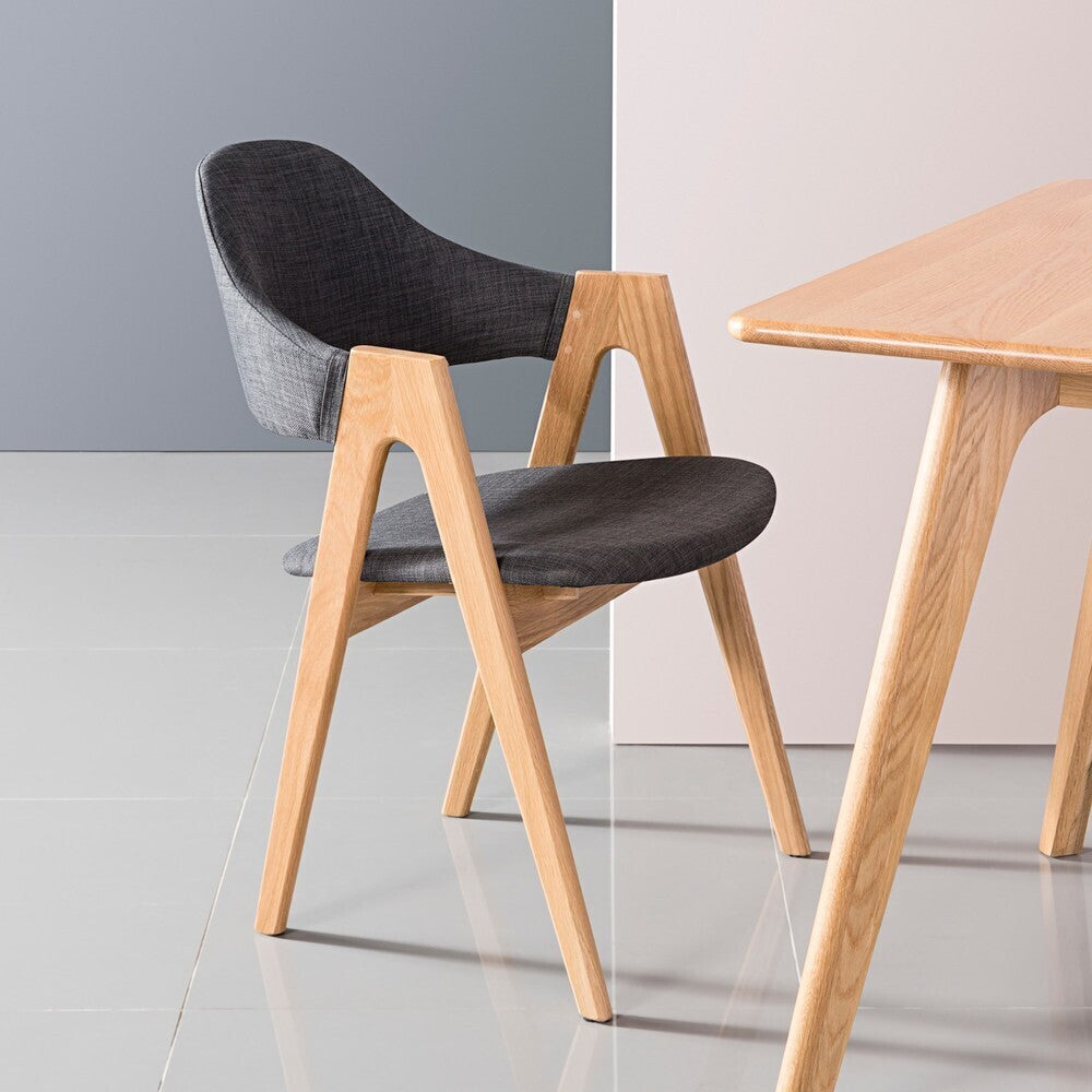 Nestor Dining Chair - Solid Oak - Original Fabric Seat