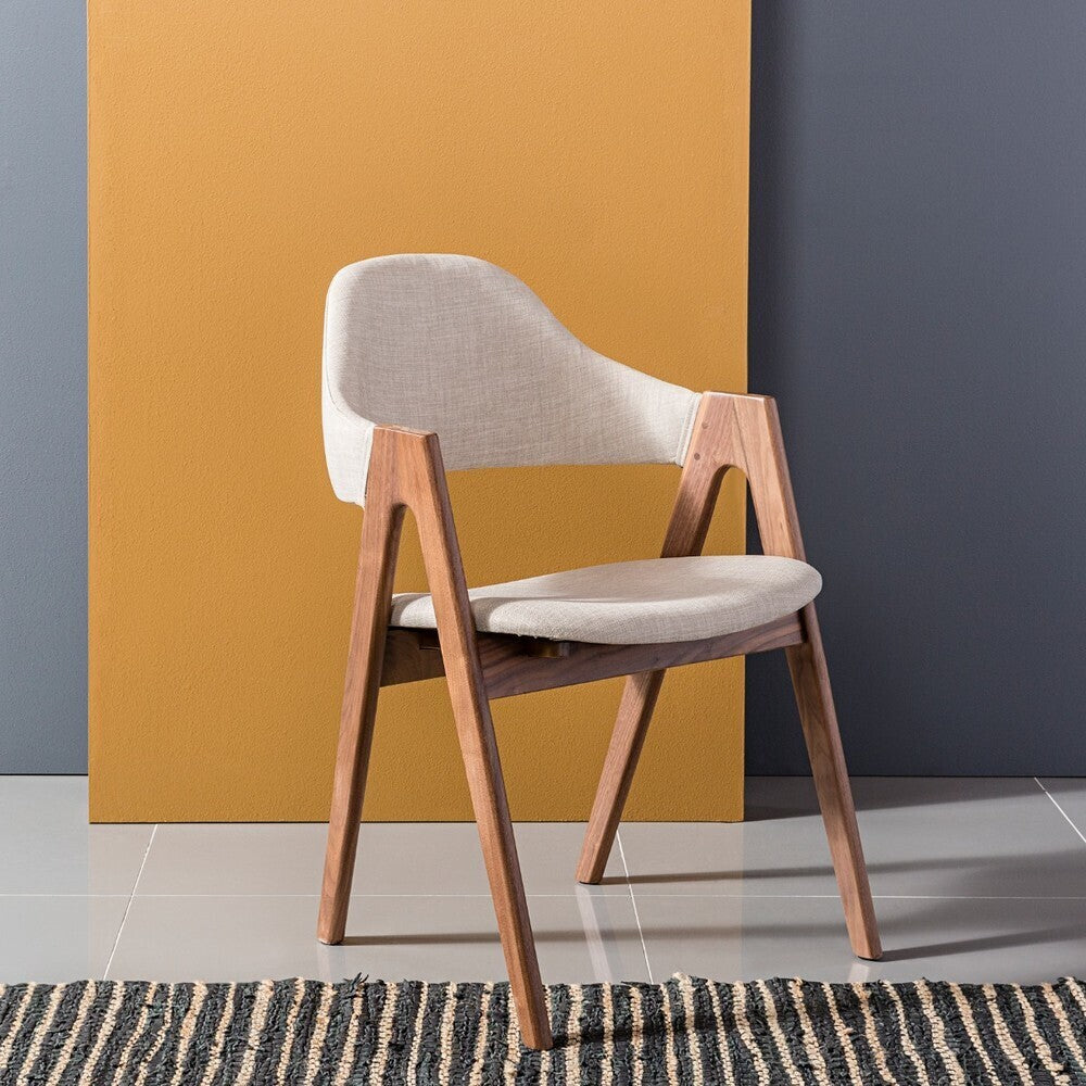 Nestor Dining Chair - Solid Walnut - Original Fabric Seat