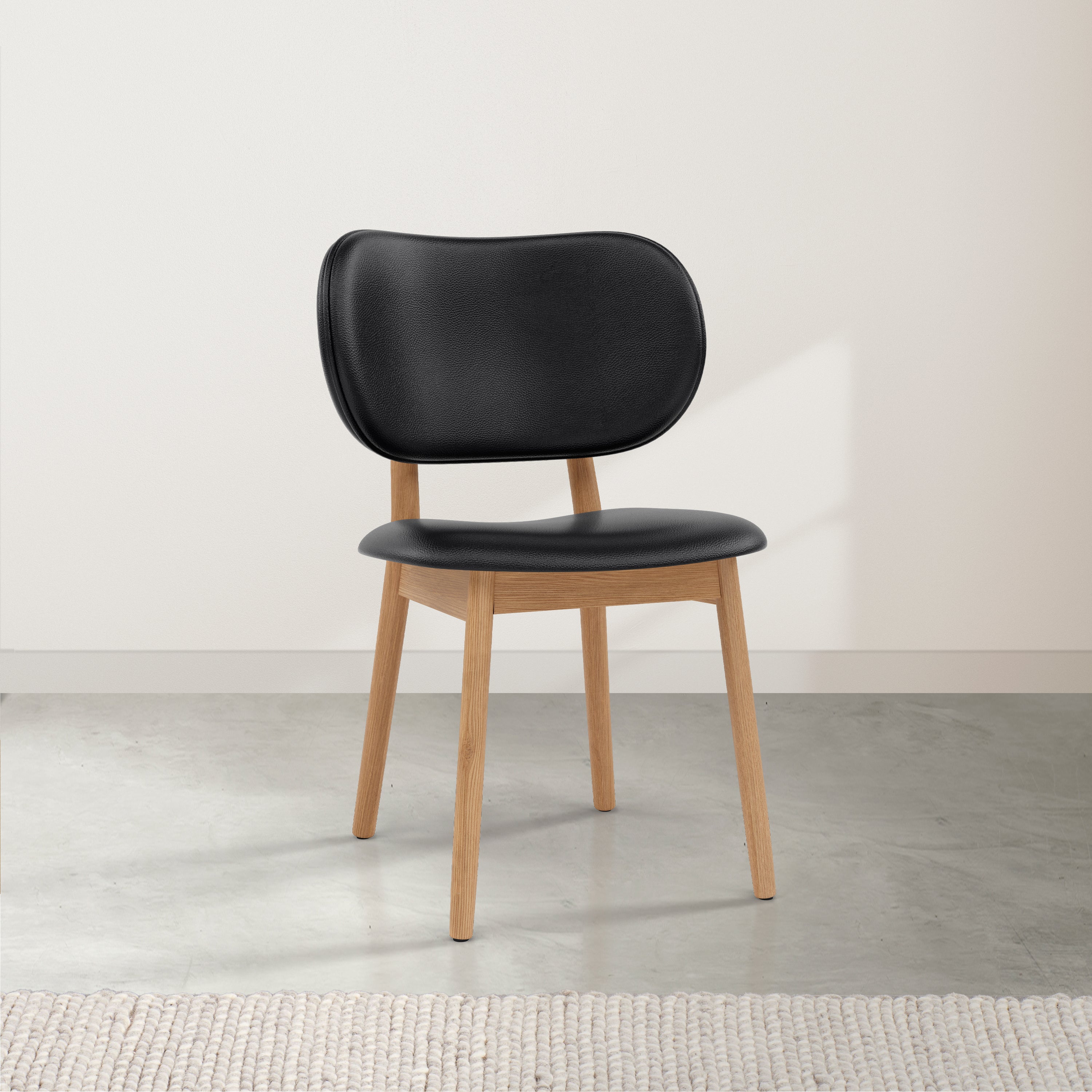 Olivia Leather Dining Chair - Solid Oak