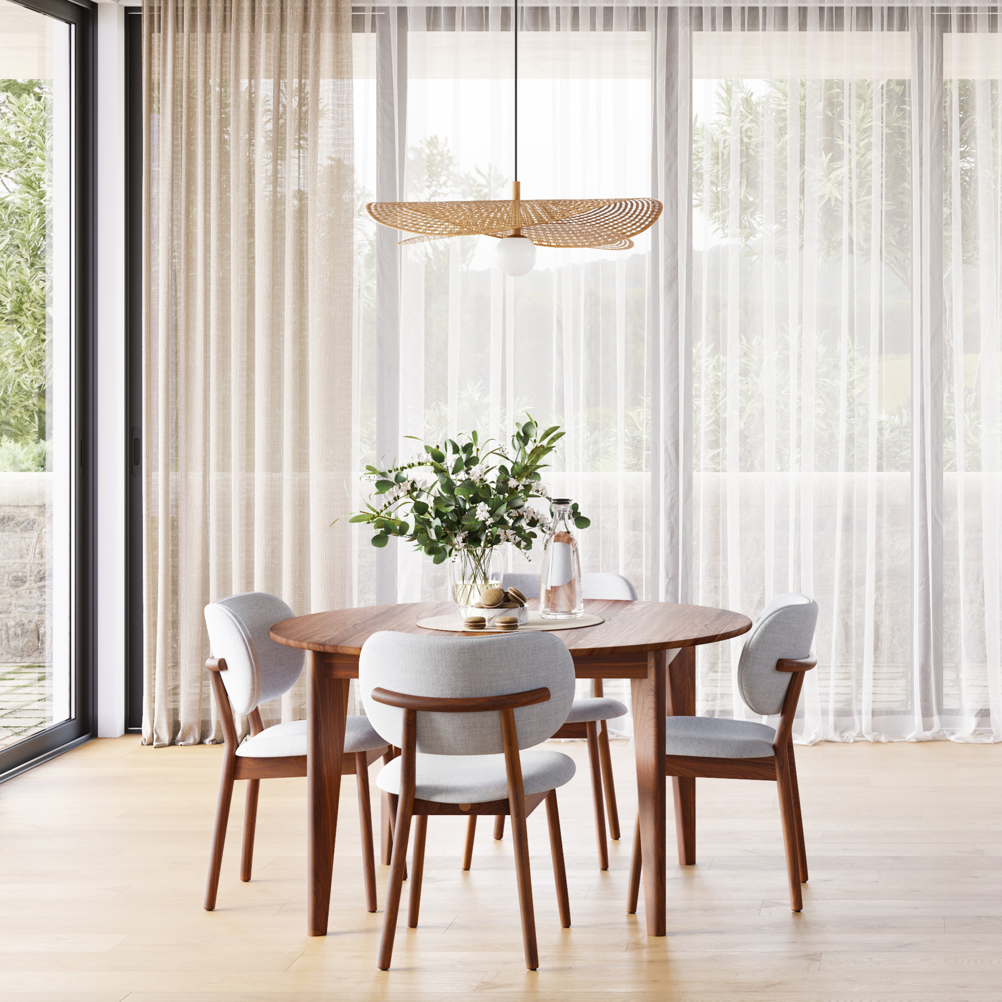 Jackson Round Extension Dining Table - Solid Walnut - 130cm-170cm